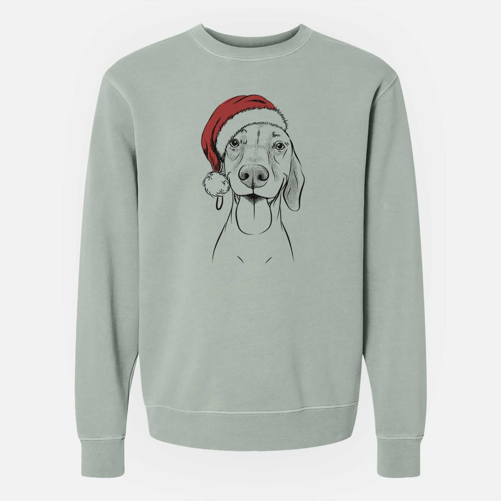 Santa Remington the Vizsla - Unisex Pigment Dyed Crew Sweatshirt