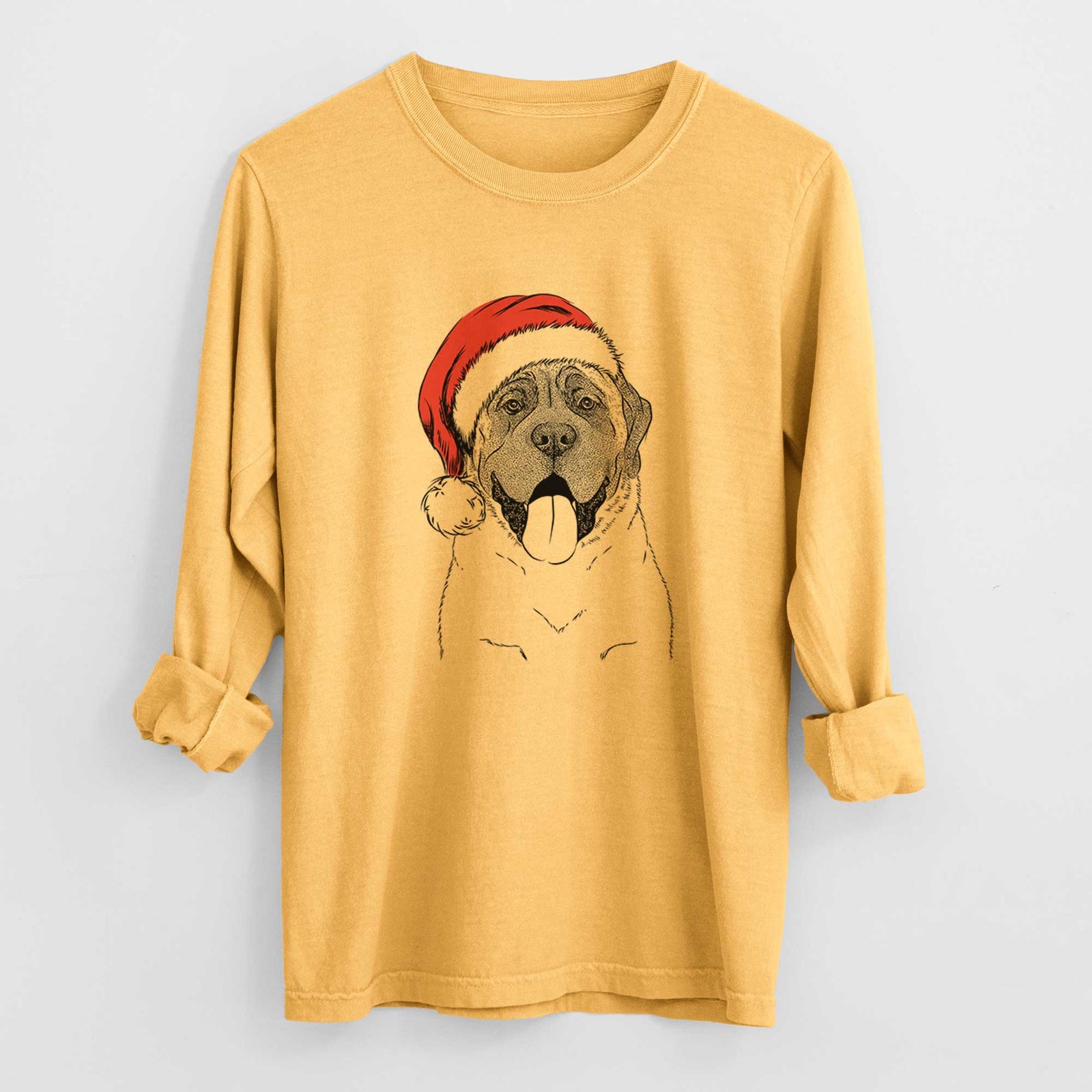 Santa Remmie the English Mastiff - Heavyweight 100% Cotton Long Sleeve