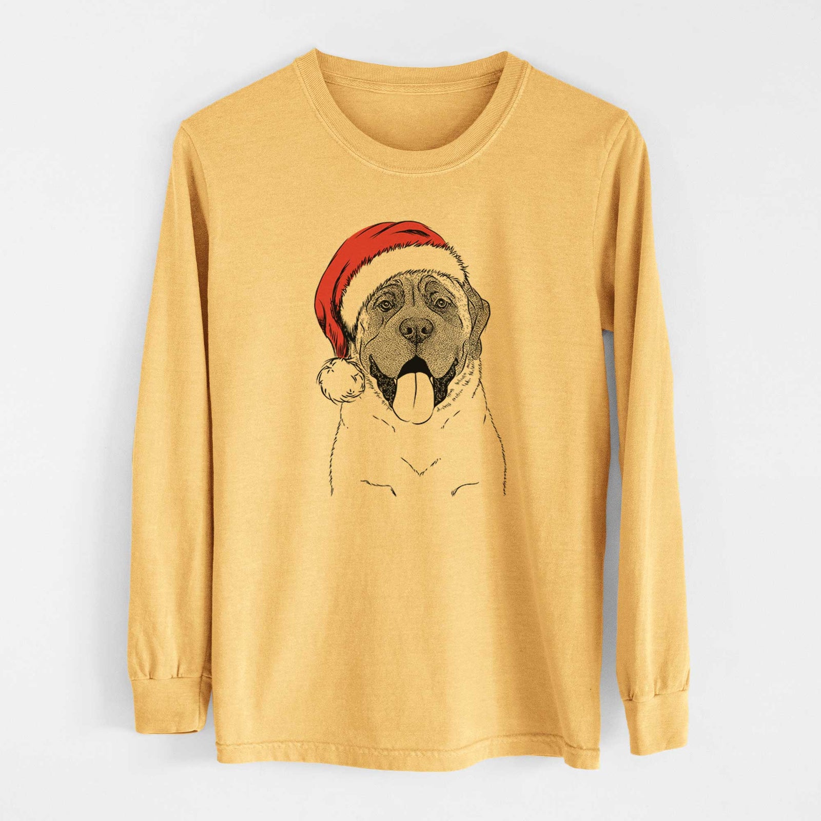 Santa Remmie the English Mastiff - Heavyweight 100% Cotton Long Sleeve