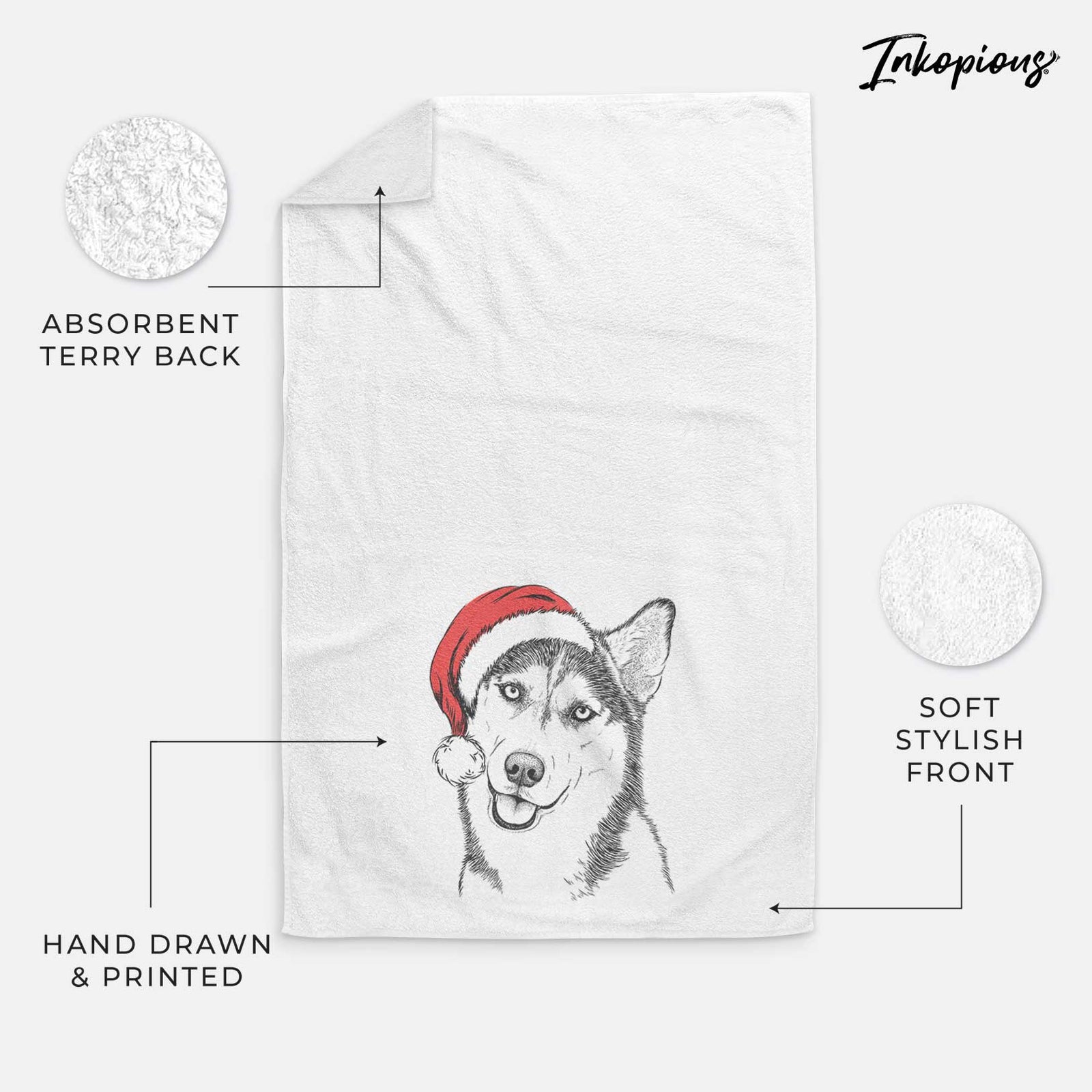 Remmie the Siberian Husky Decorative Hand Towel