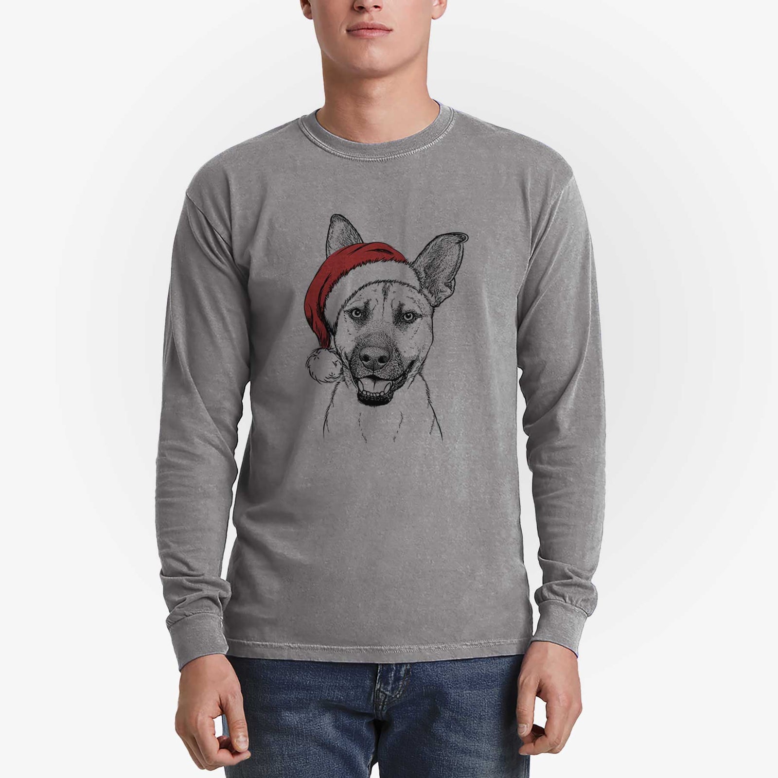 Santa Remus the German Shepherd Mix - Heavyweight 100% Cotton Long Sleeve