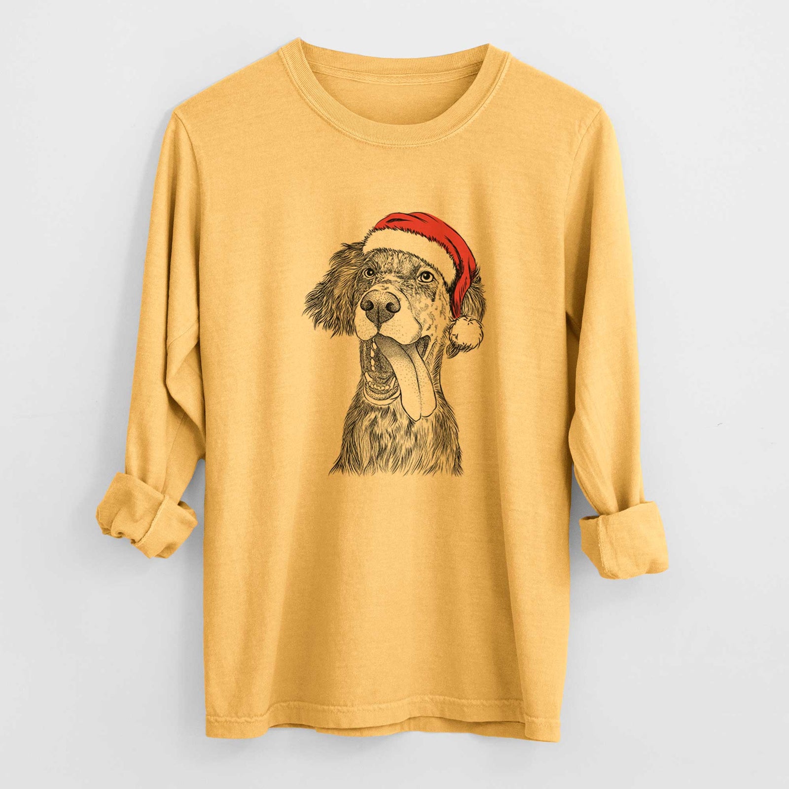 Santa Renly the English Setter - Heavyweight 100% Cotton Long Sleeve