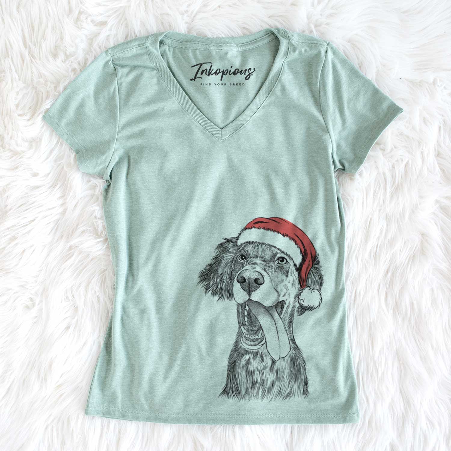Santa Renly the English Setter - Women's V-neck Shirt