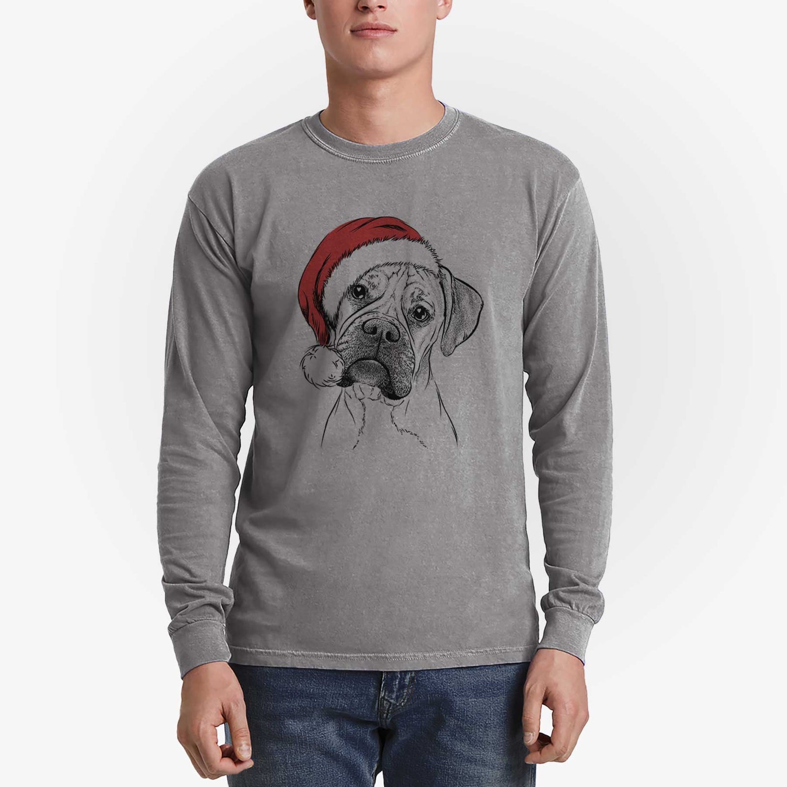 Santa Reuby the Boxer - Heavyweight 100% Cotton Long Sleeve