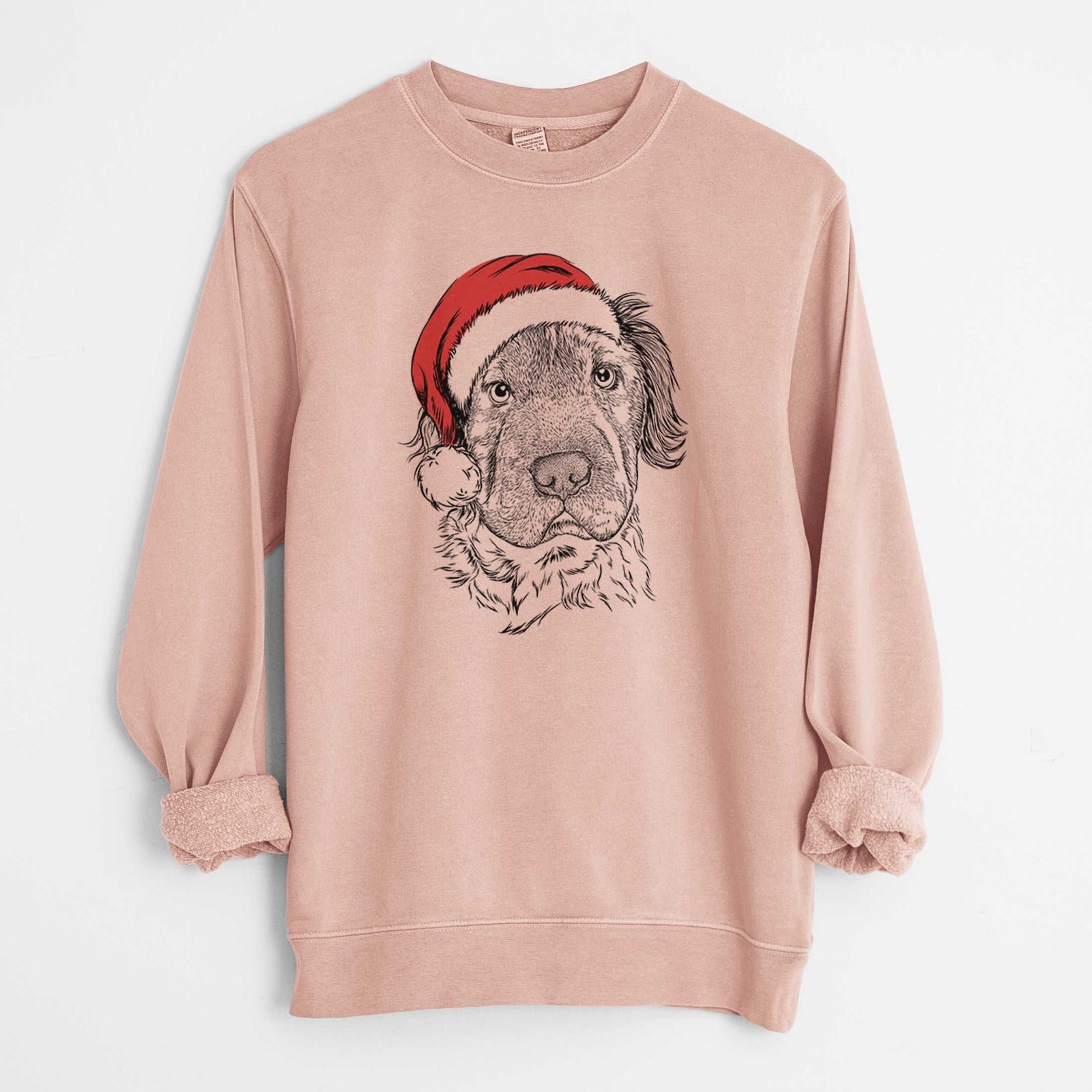 Santa Rex the Mini Hippo - Unisex Pigment Dyed Crew Sweatshirt