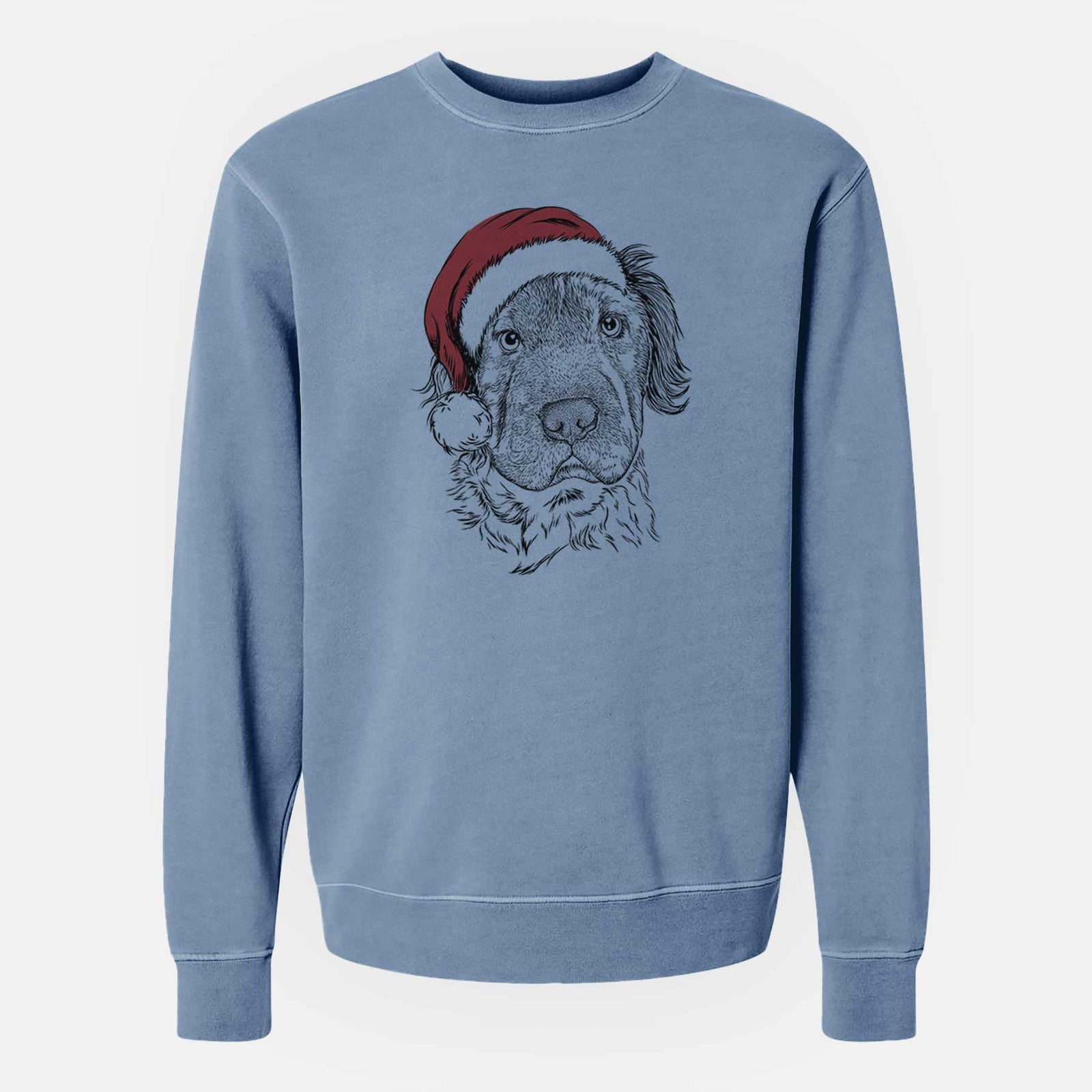 Santa Rex the Mini Hippo - Unisex Pigment Dyed Crew Sweatshirt