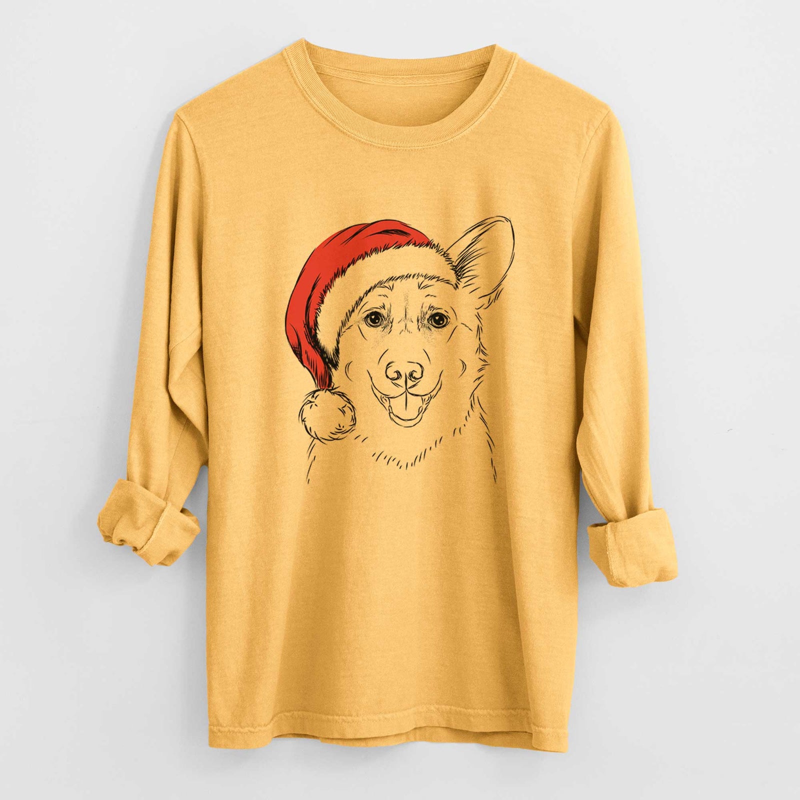 Santa Ricco the Corgi - Heavyweight 100% Cotton Long Sleeve