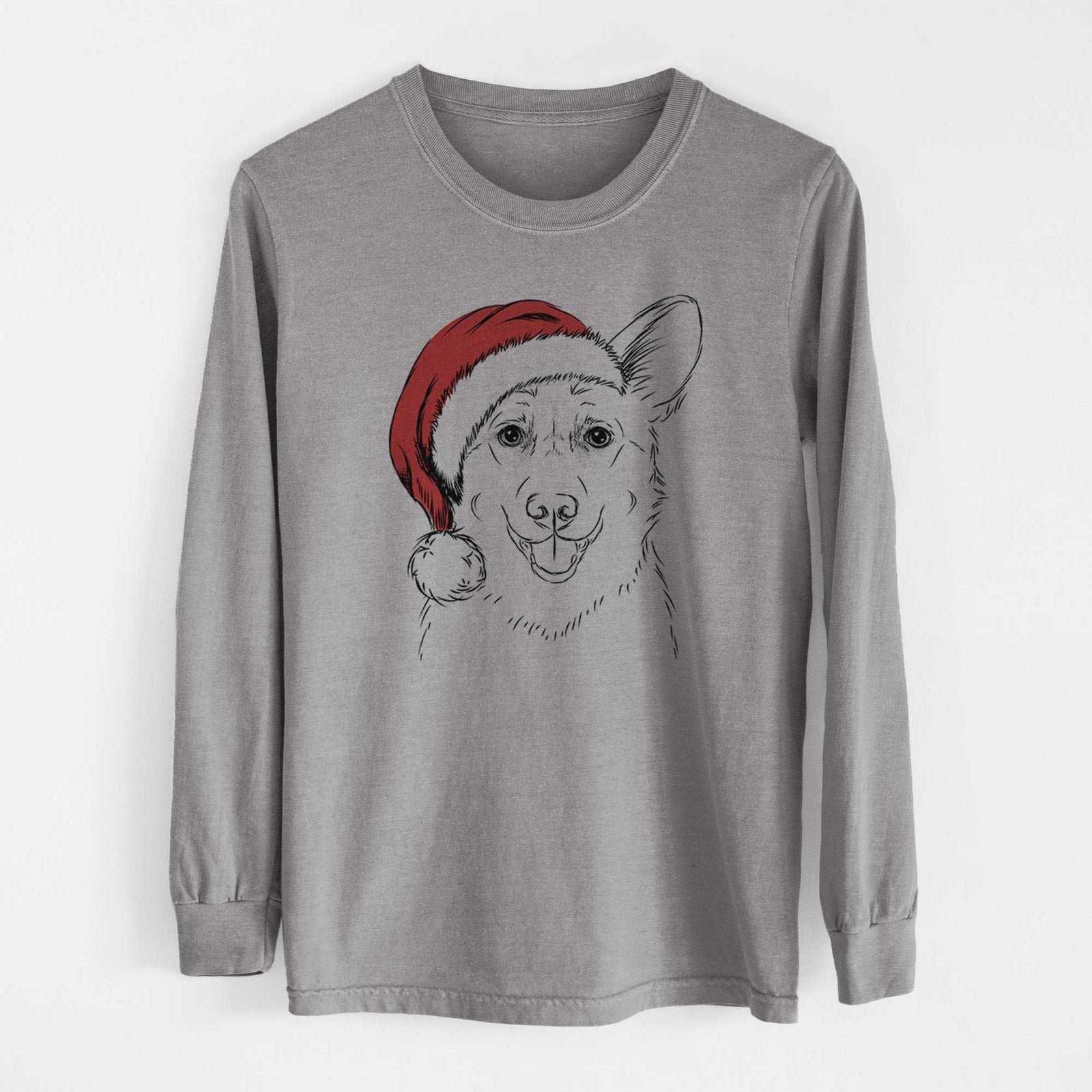 Santa Ricco the Corgi - Heavyweight 100% Cotton Long Sleeve