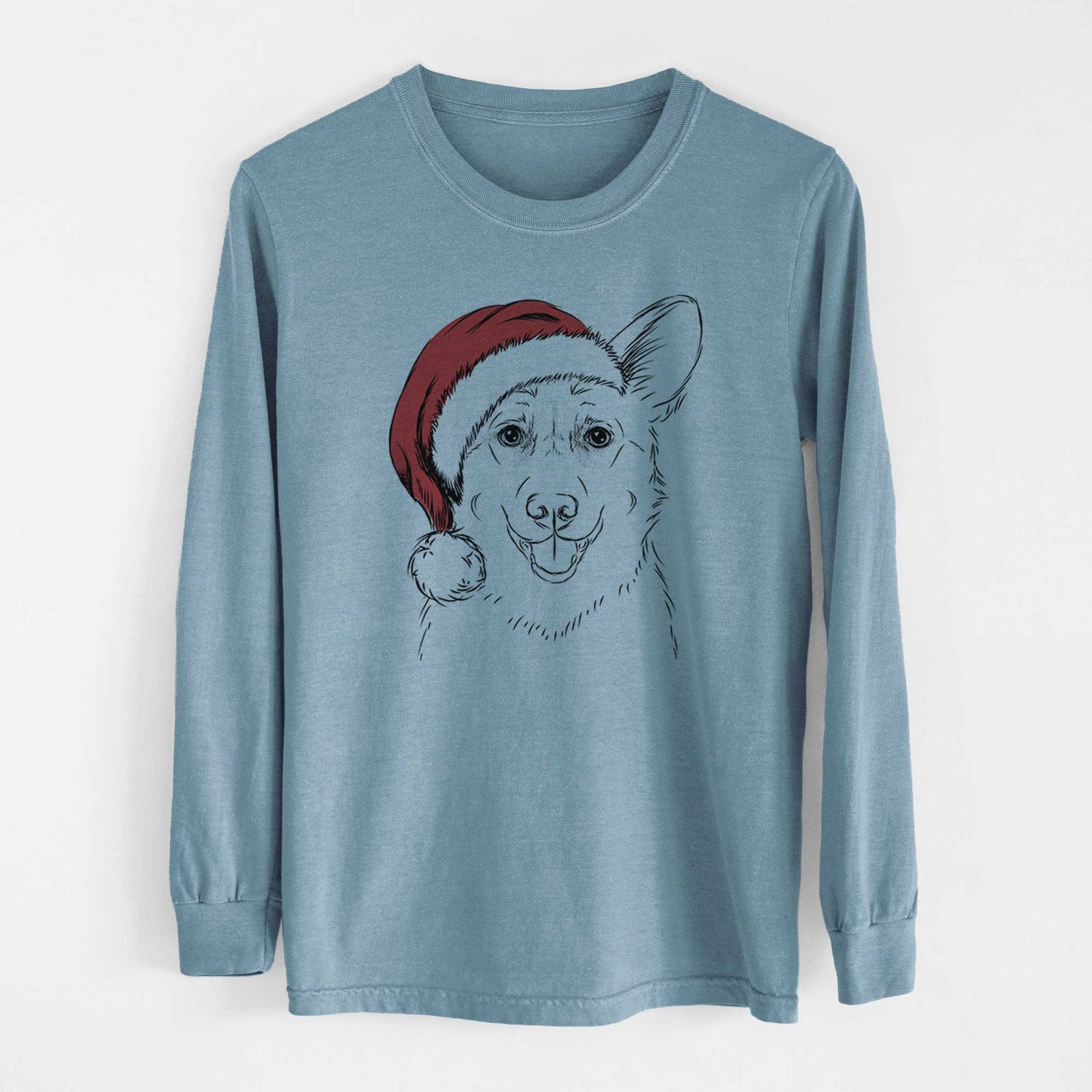 Santa Ricco the Corgi - Heavyweight 100% Cotton Long Sleeve