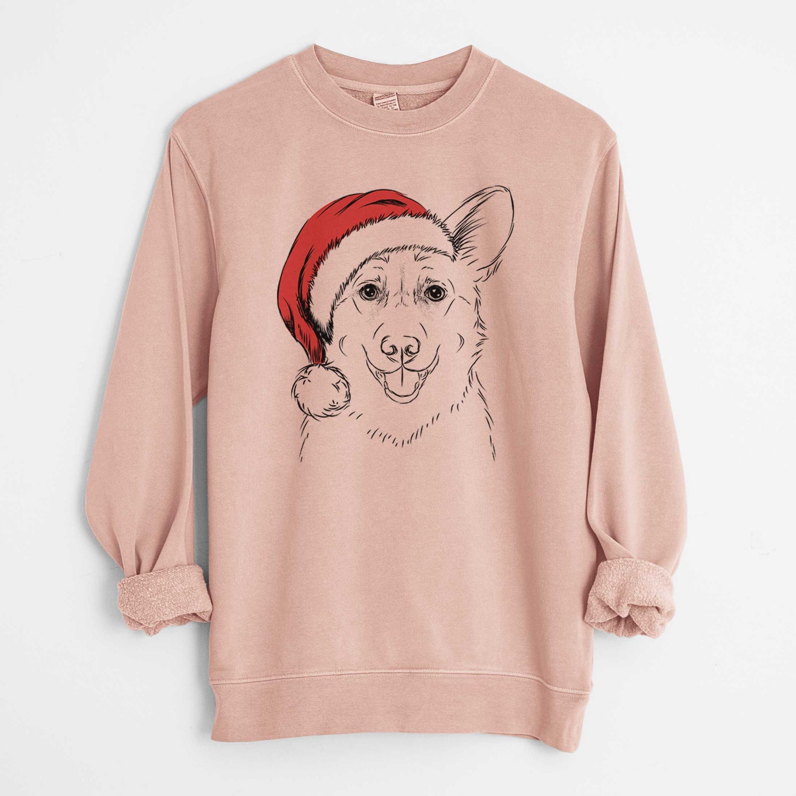 Santa Ricco the Corgi - Unisex Pigment Dyed Crew Sweatshirt