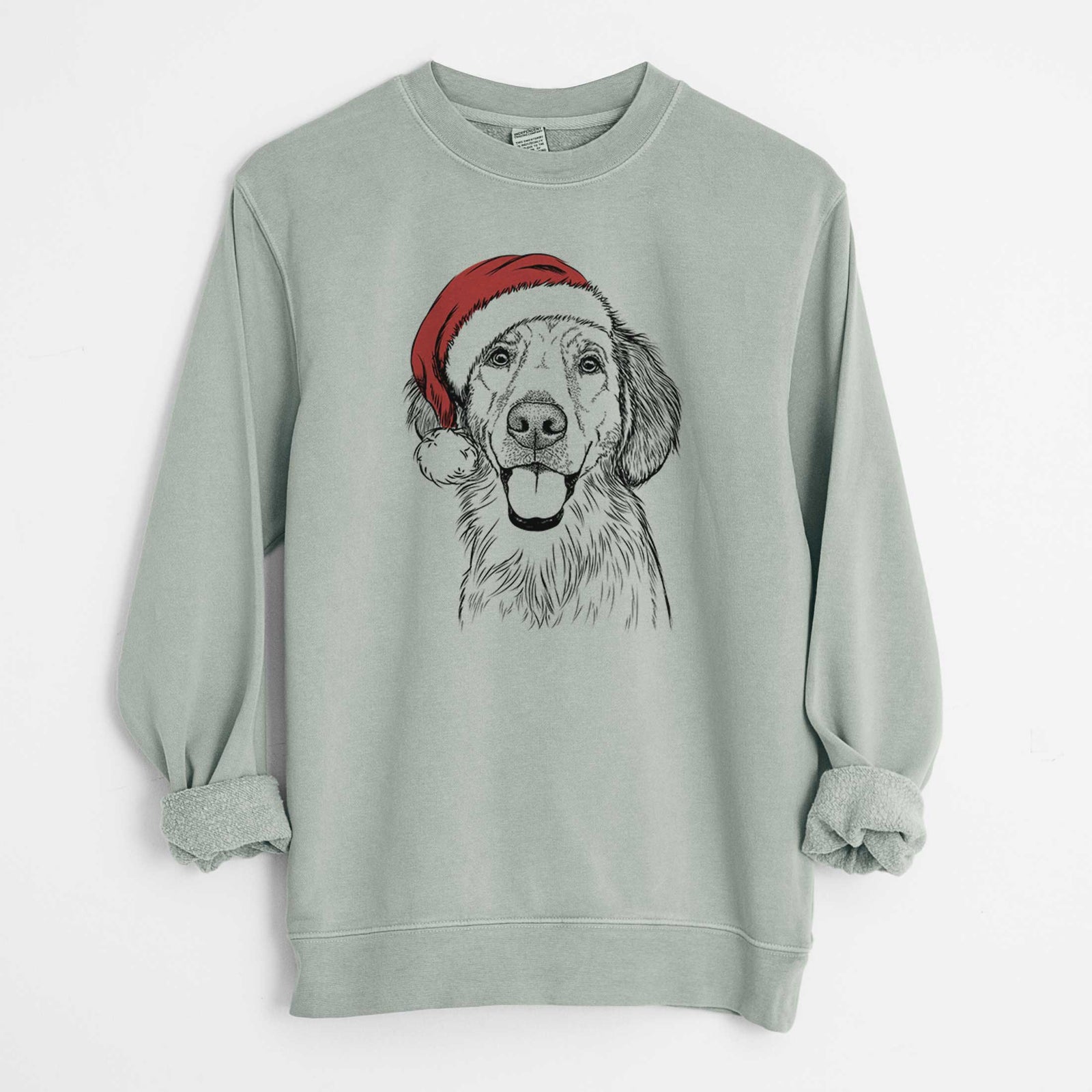 Santa Riley the Golden Retriever - Unisex Pigment Dyed Crew Sweatshirt