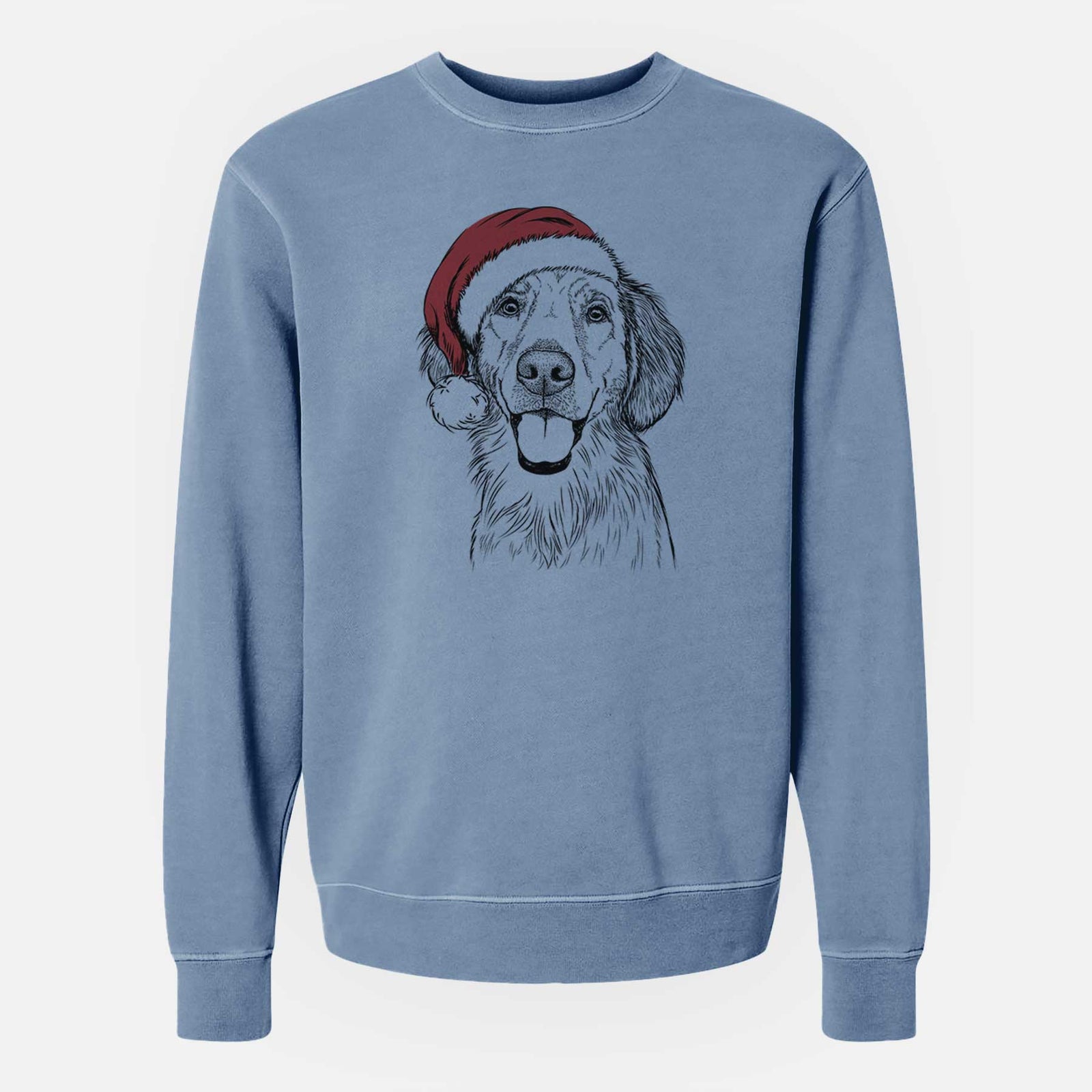 Santa Riley the Golden Retriever - Unisex Pigment Dyed Crew Sweatshirt