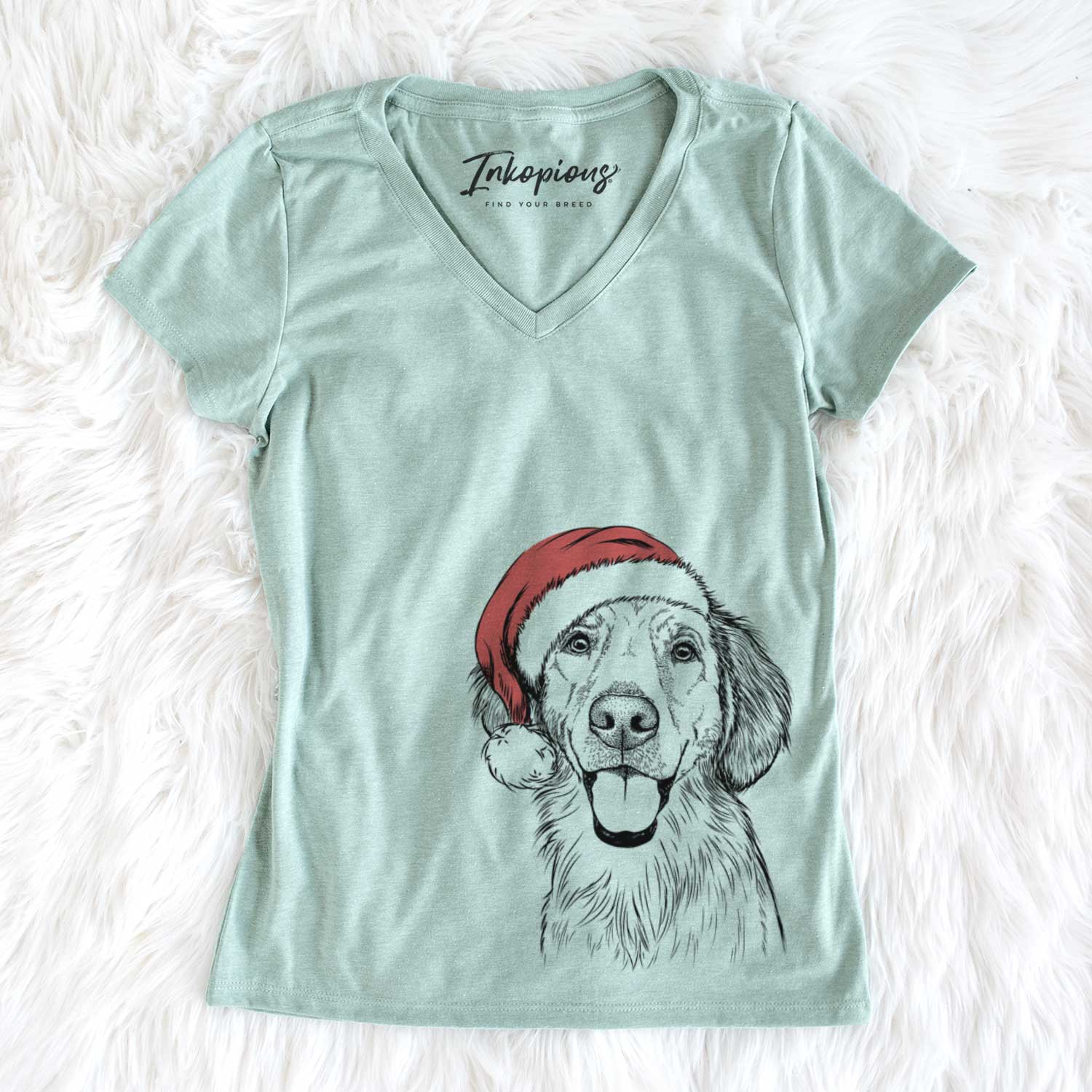 Santa Riley the Golden Retriever - Women's V-neck Shirt