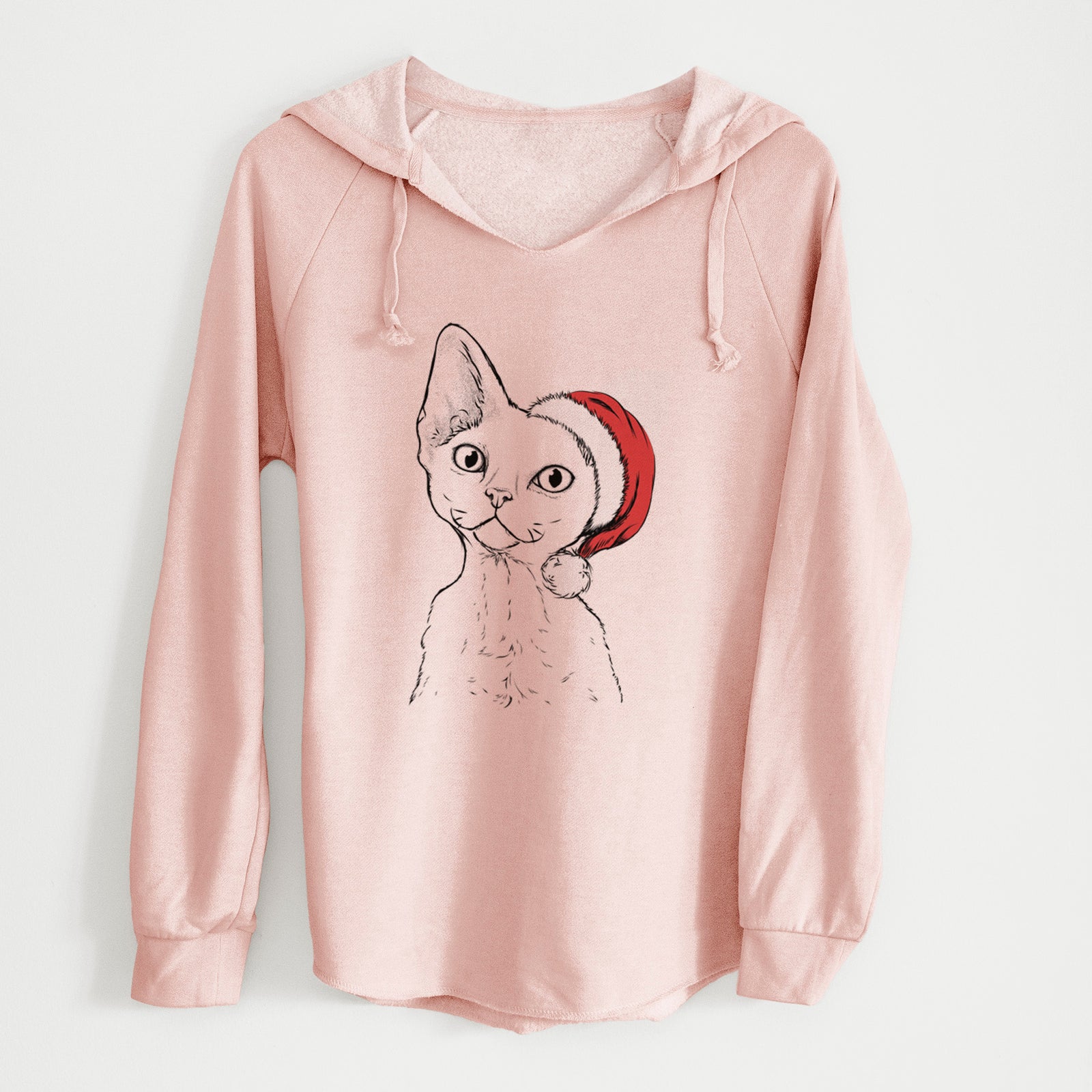 Santa Ripley the Devon Rex Cat - Cali Wave Hooded Sweatshirt