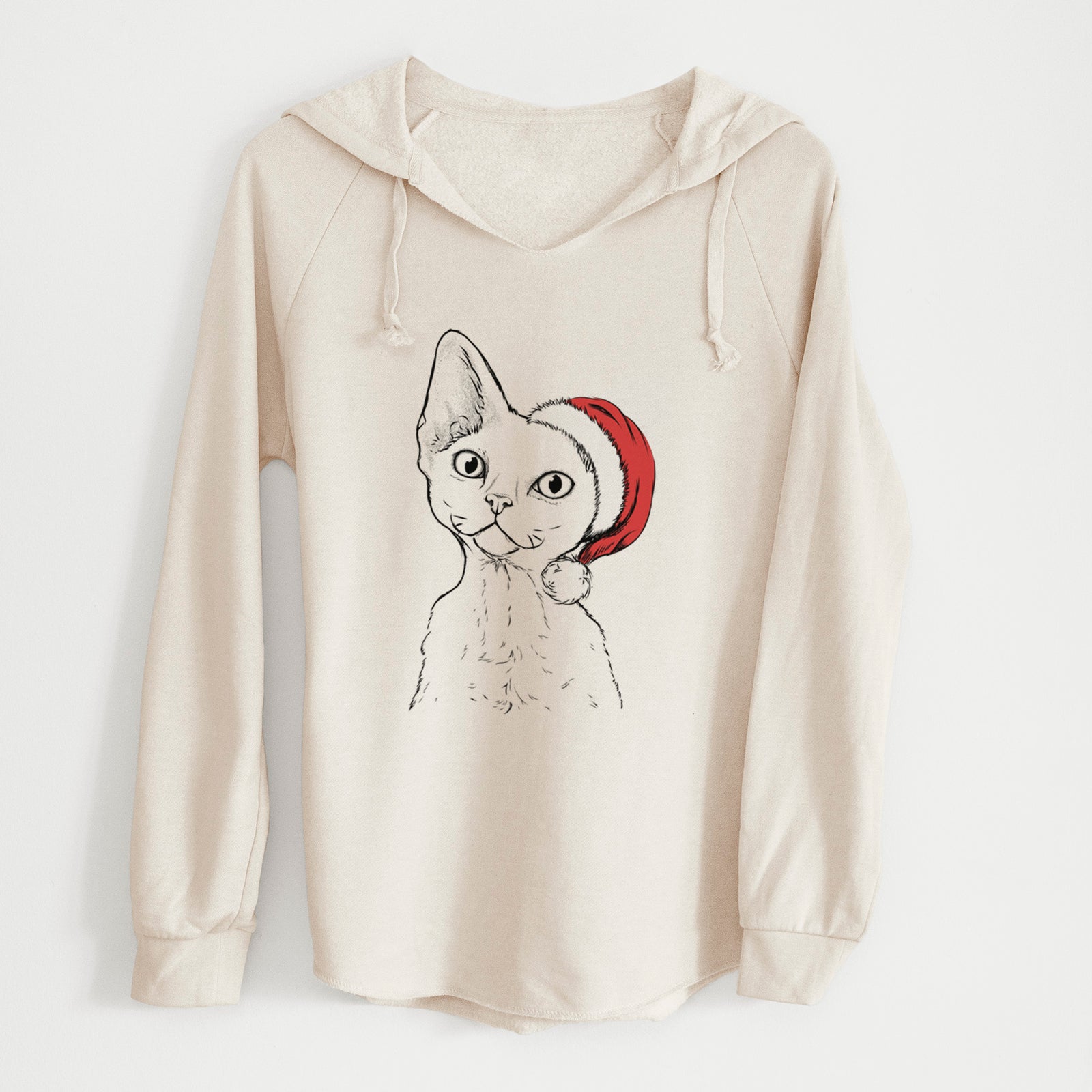 Santa Ripley the Devon Rex Cat - Cali Wave Hooded Sweatshirt