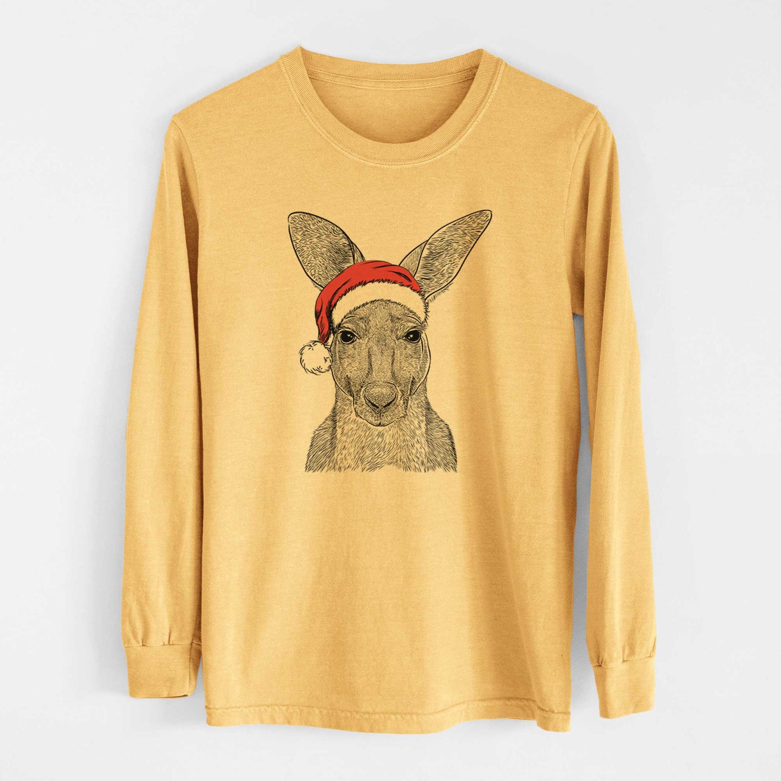 Santa Roger the Red Kangaroo - Heavyweight 100% Cotton Long Sleeve