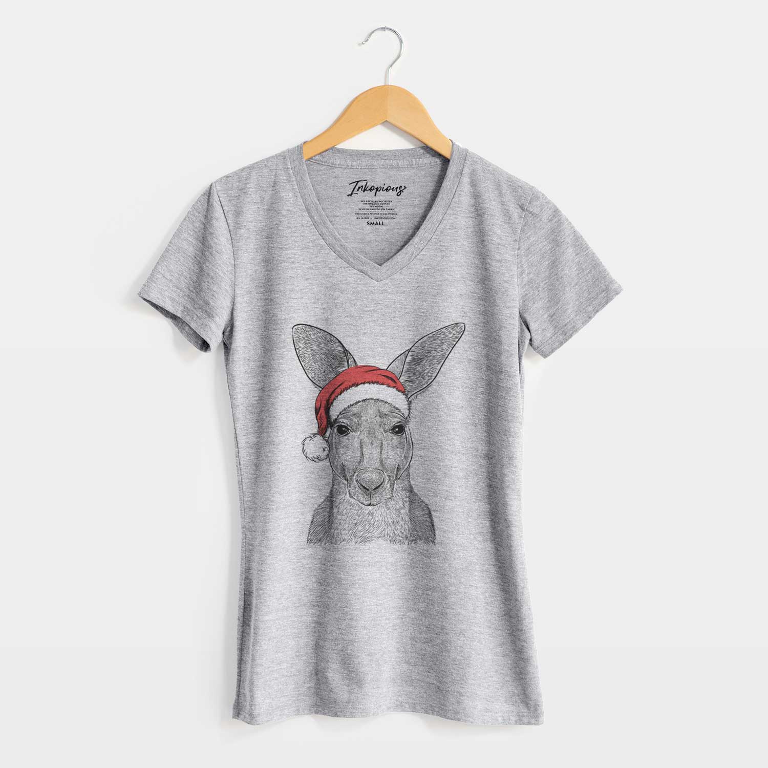 Santa Roger the Red Kangaroo - Women's V-neck Shirt
