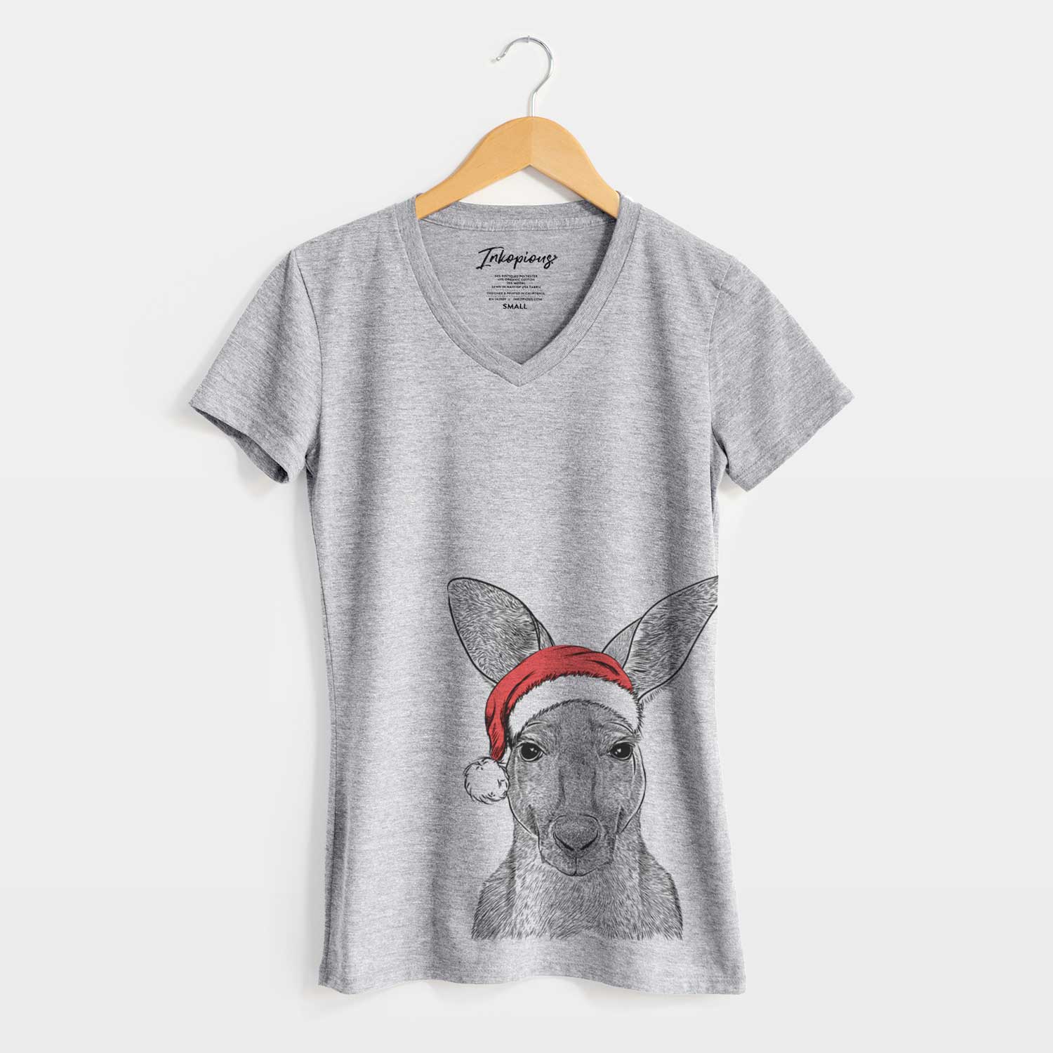 Santa Roger the Red Kangaroo - Women's V-neck Shirt