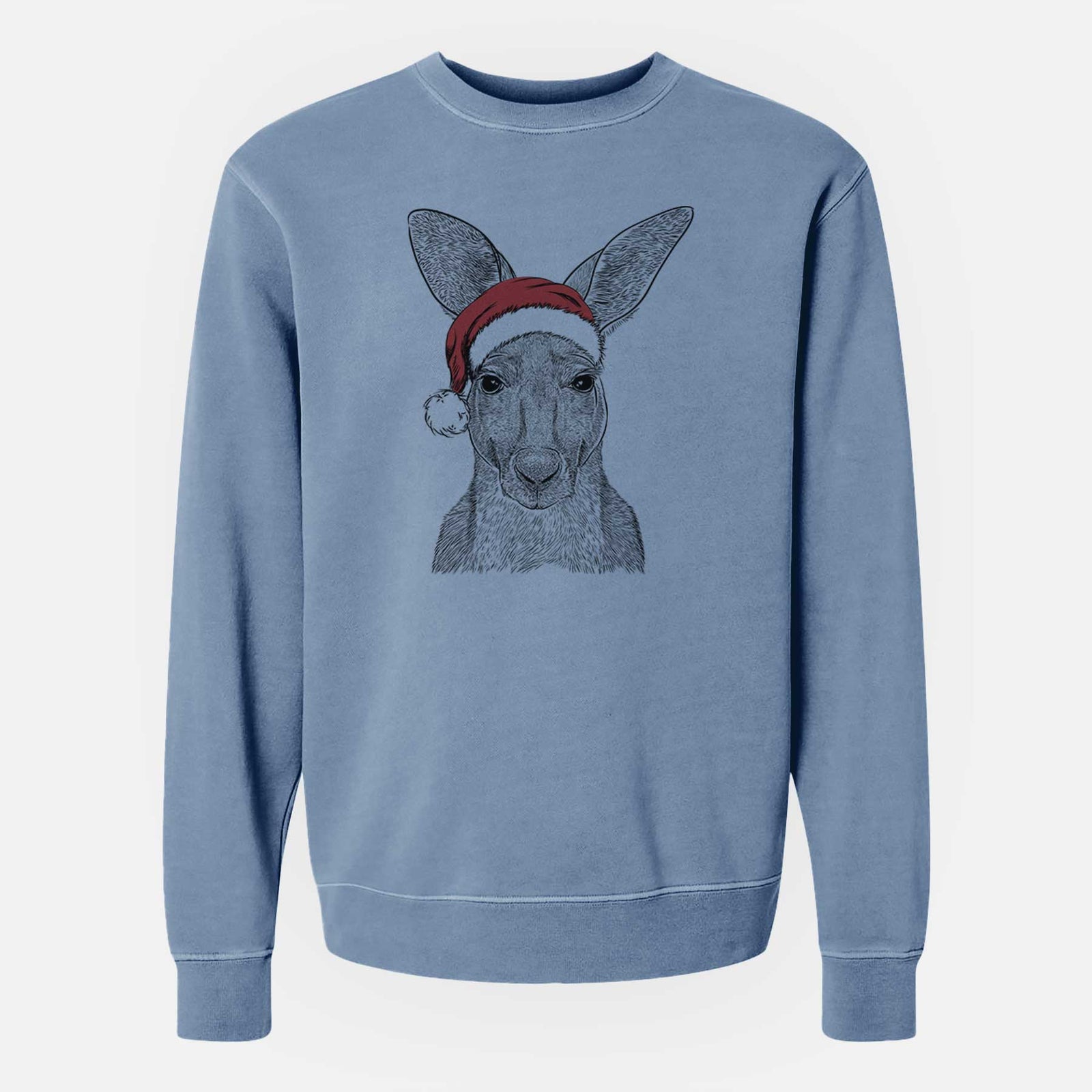 Santa Roger the Red Kangaroo - Unisex Pigment Dyed Crew Sweatshirt