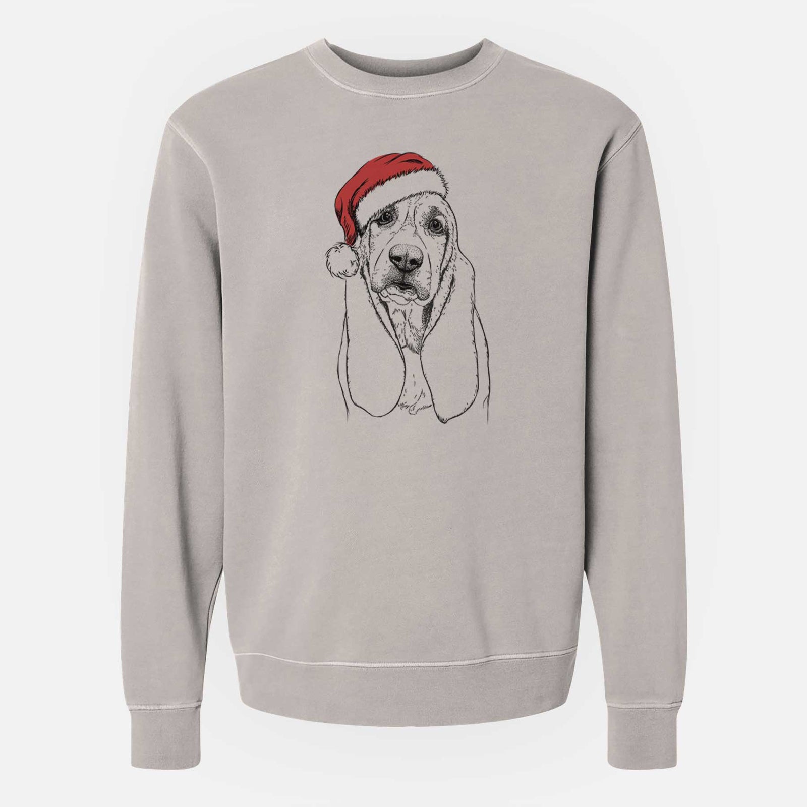 Santa Rolo the Basset Hound - Unisex Pigment Dyed Crew Sweatshirt