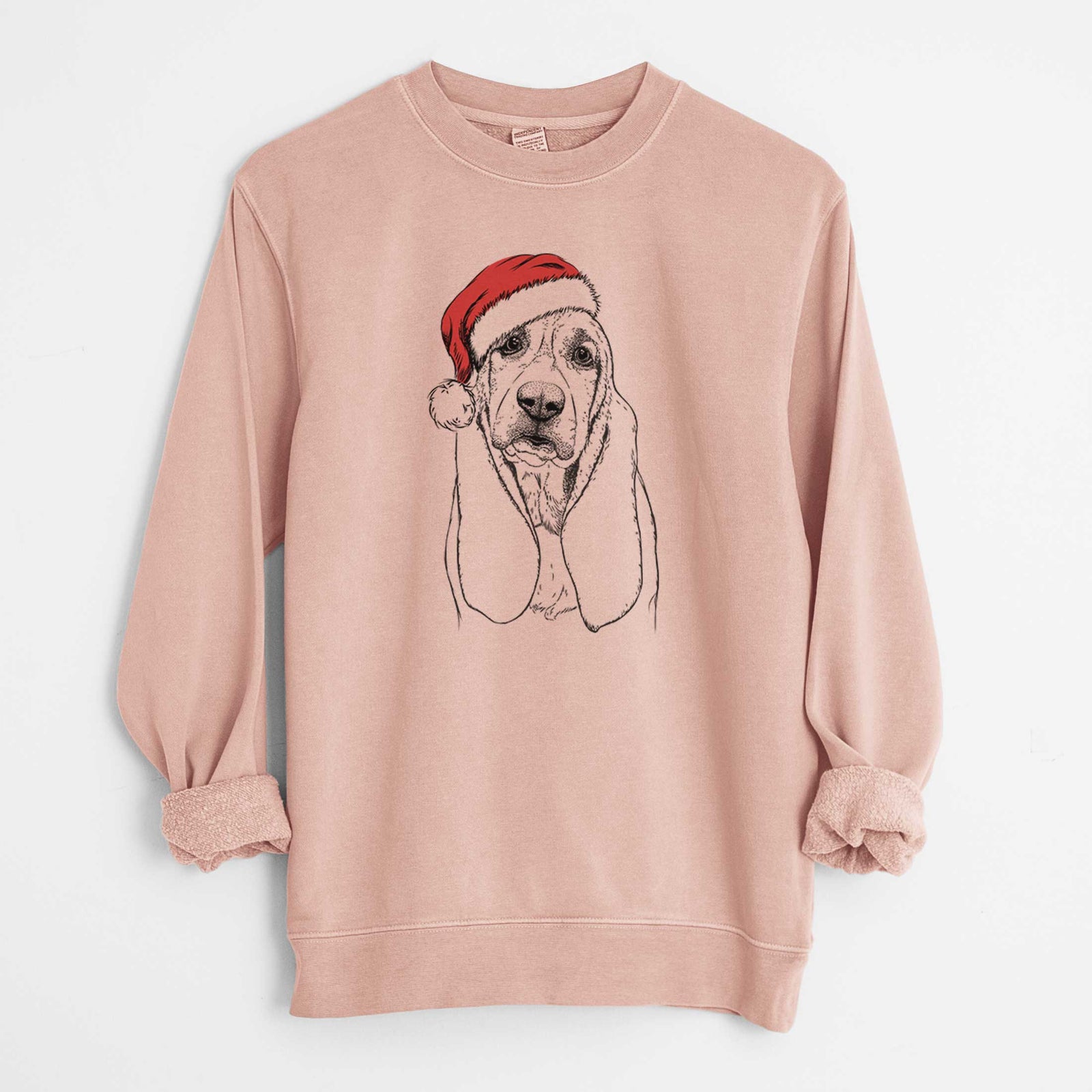 Santa Rolo the Basset Hound - Unisex Pigment Dyed Crew Sweatshirt