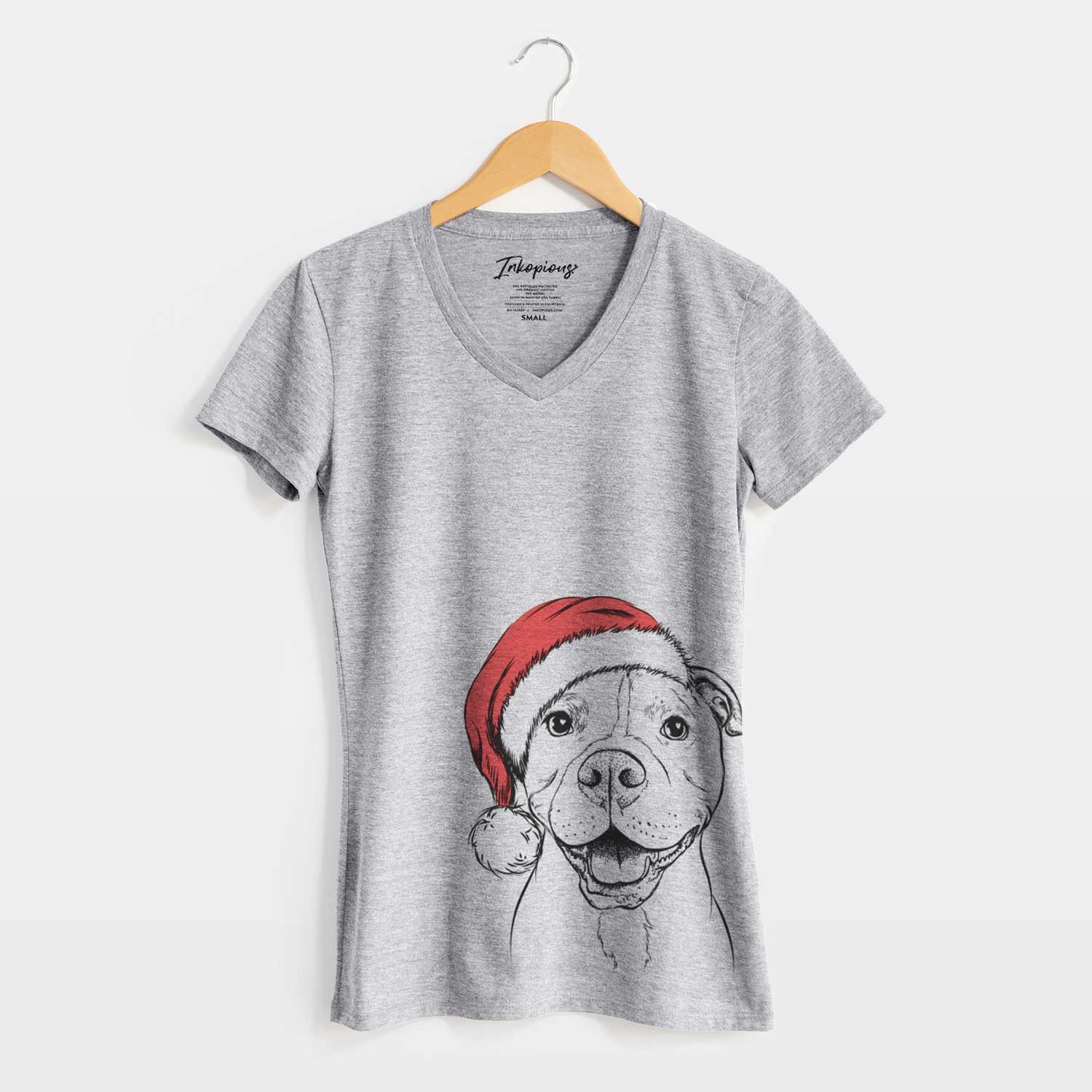 Santa Roscoe the Pitbull - Women's V-neck Shirt
