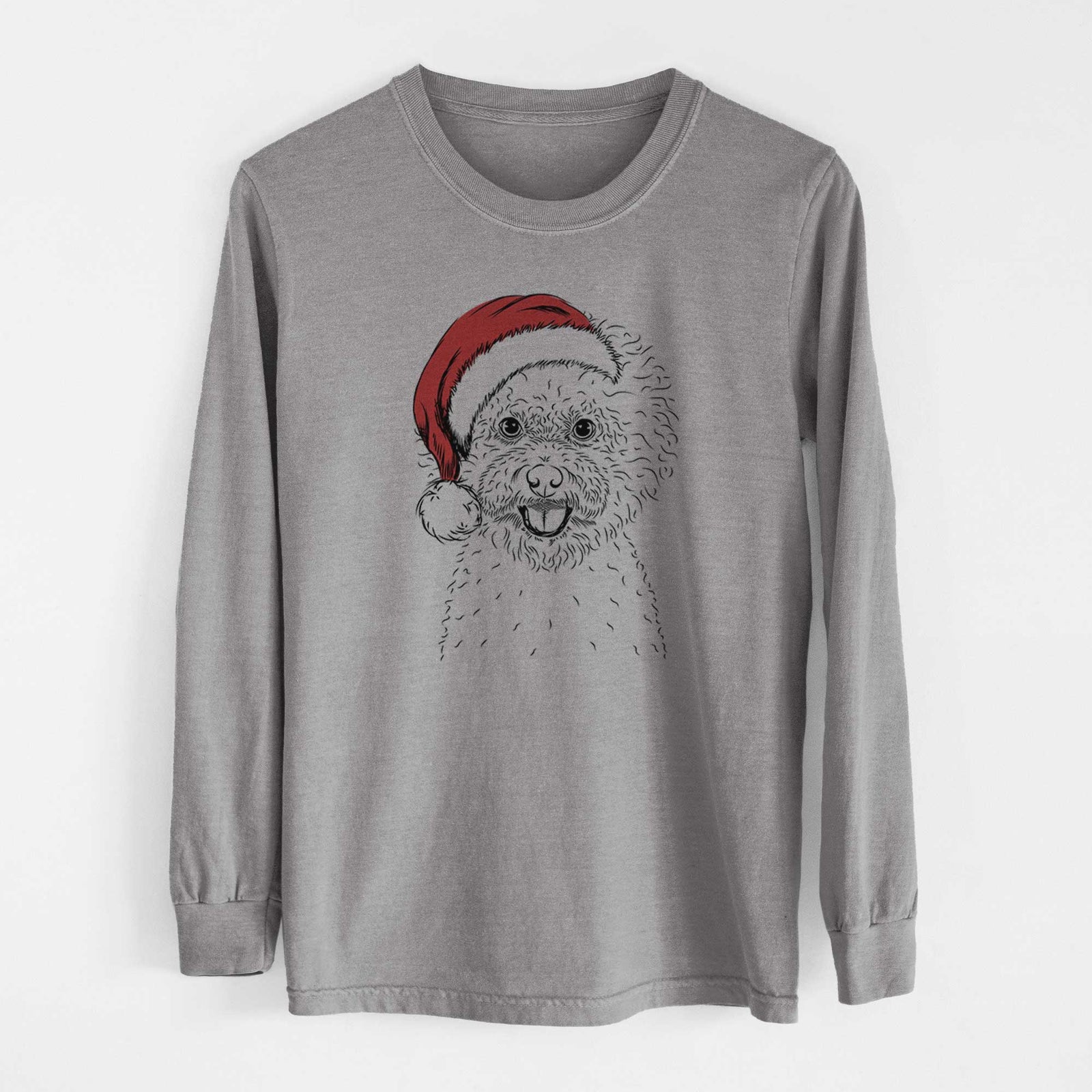 Santa Ross the Bichon Frise - Heavyweight 100% Cotton Long Sleeve