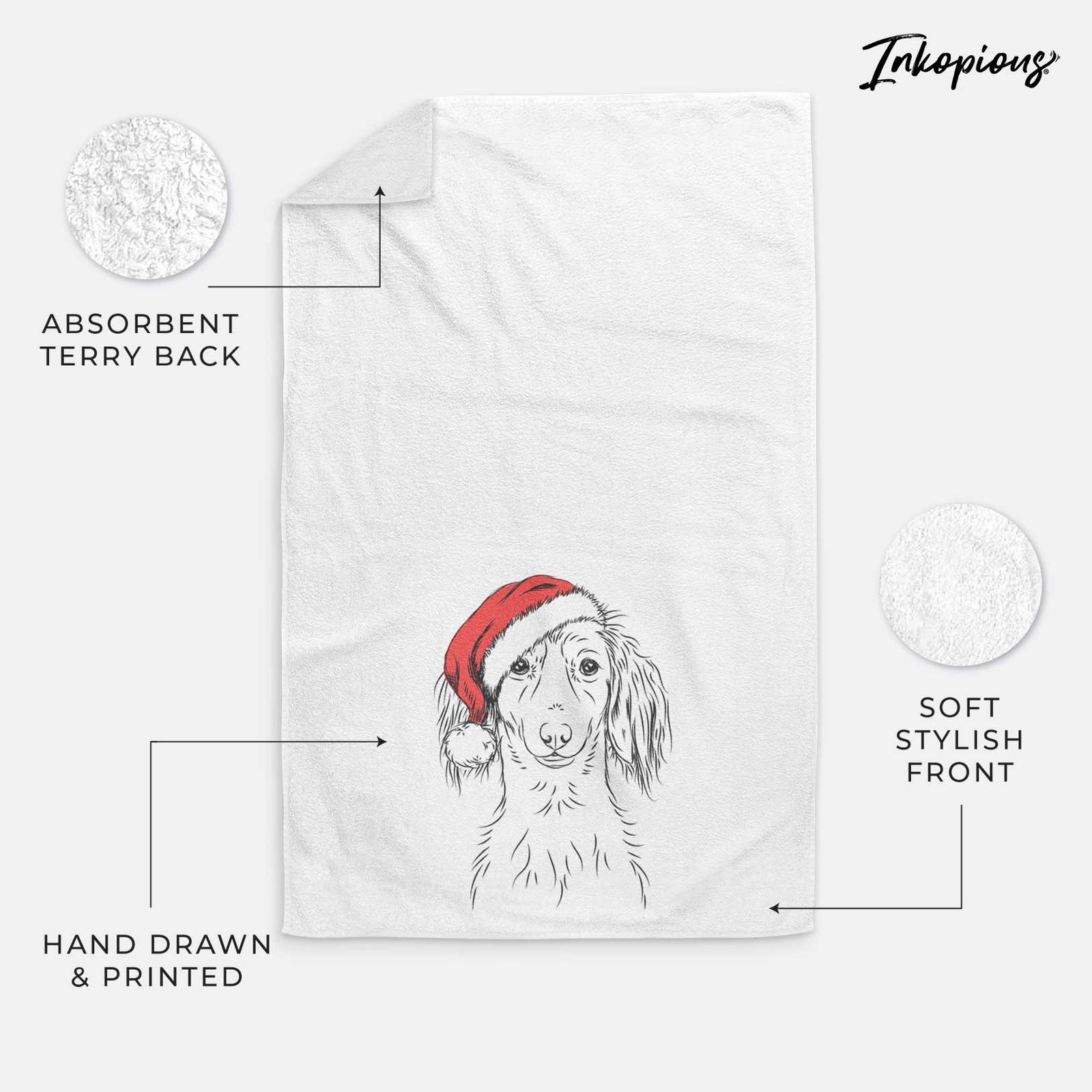 Roux the Long Haired Dachshund Decorative Hand Towel