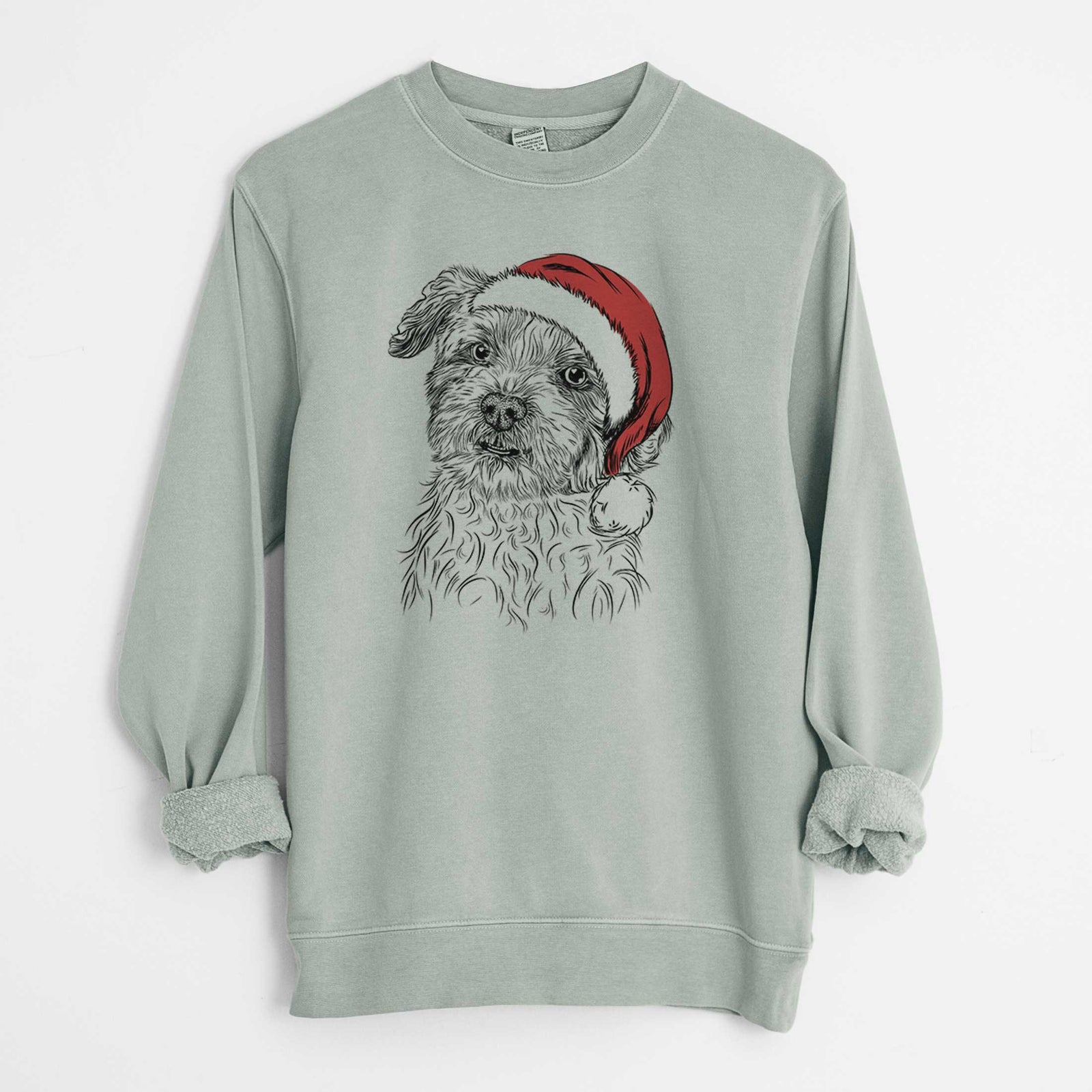 Santa Roxie the Schnauzer Shih Tzu Mix - Unisex Pigment Dyed Crew Sweatshirt