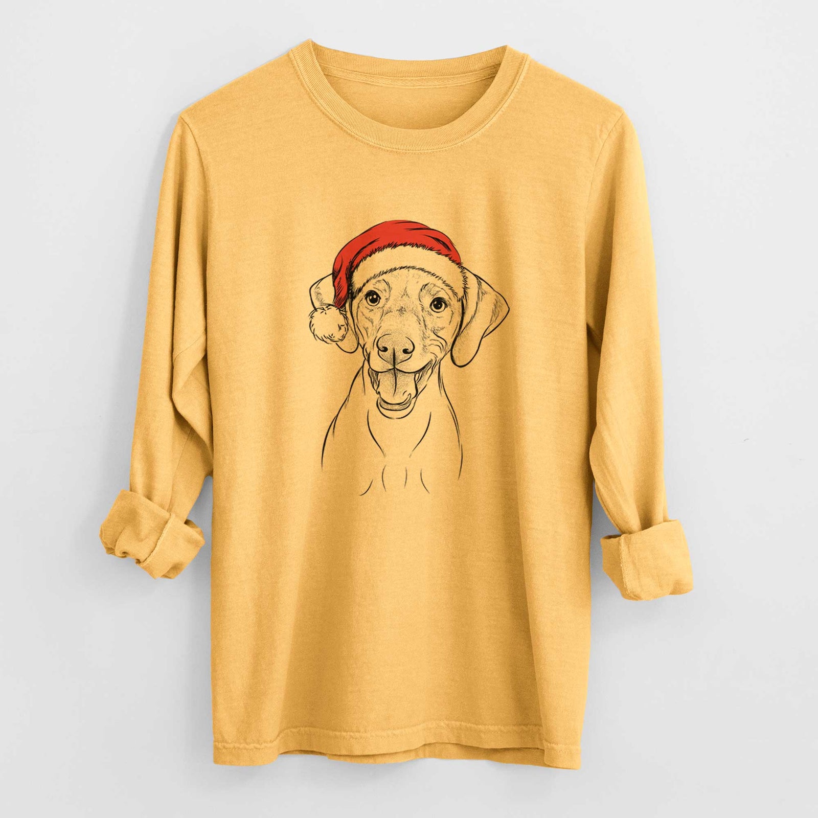 Santa Ruby the Vizsla - Heavyweight 100% Cotton Long Sleeve