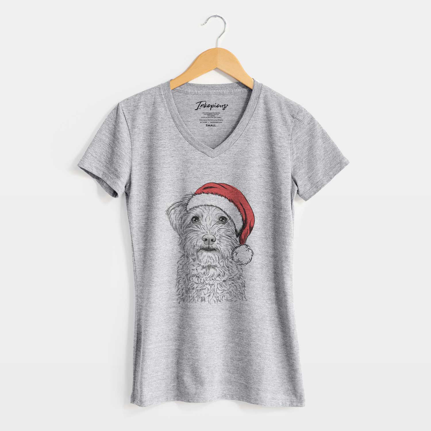 Santa Rudy the Schnoodle - Women's V-neck Shirt