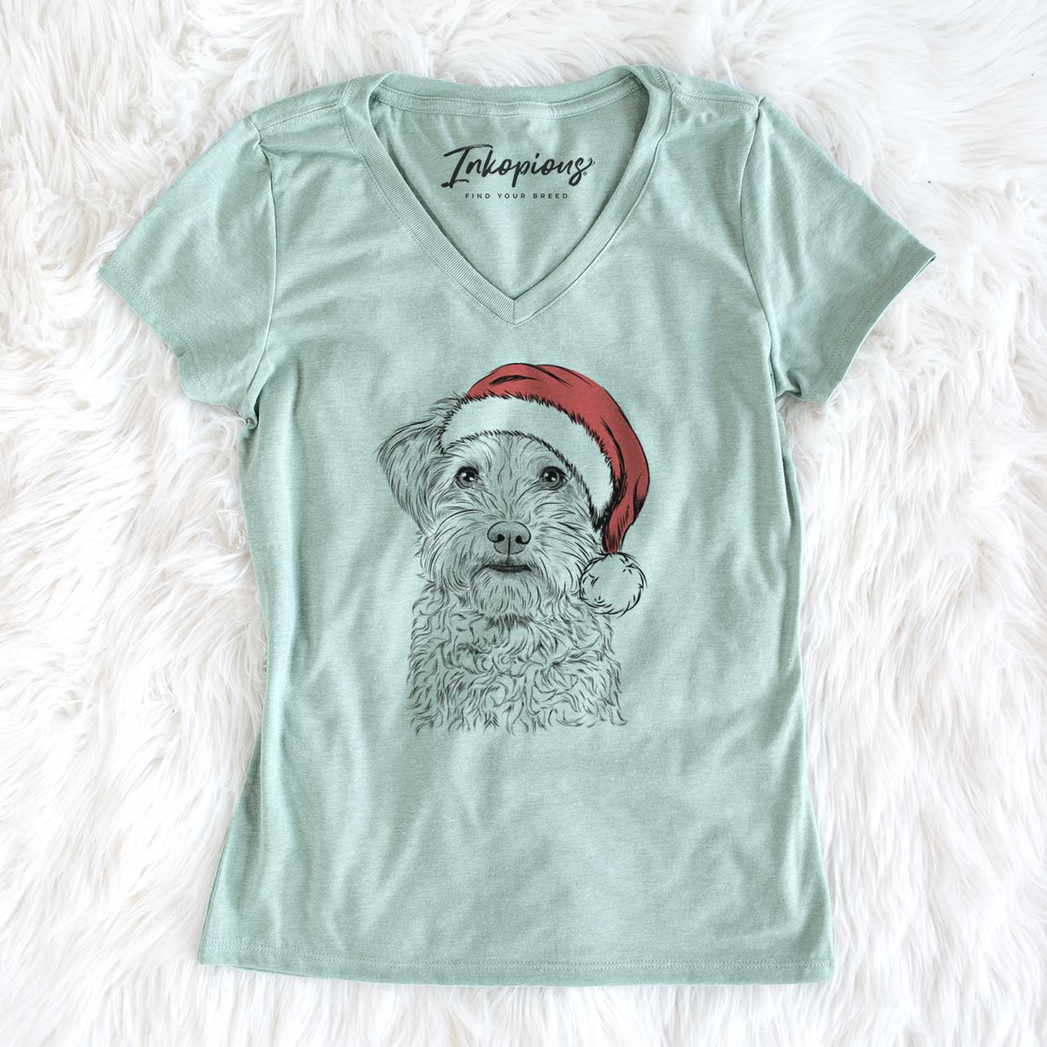 Santa Rudy the Schnoodle - Women's V-neck Shirt