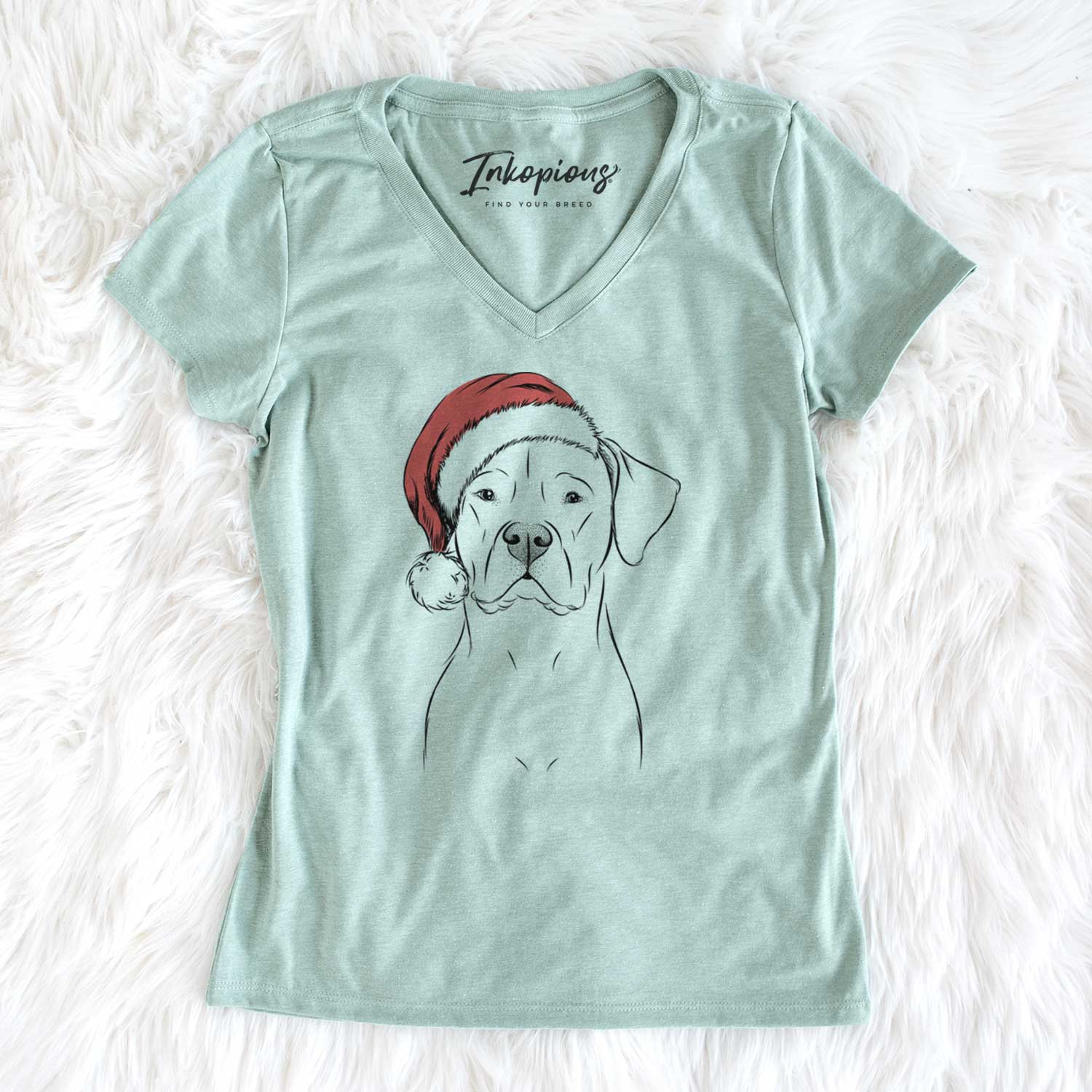 Santa Rufio the Dogo Argentino - Women's V-neck Shirt