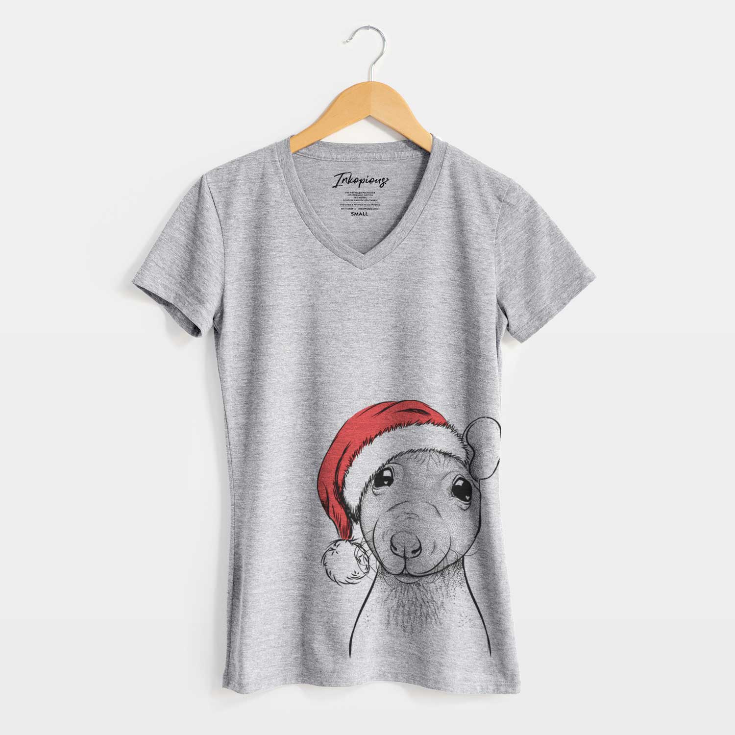 Santa Ruthie the Hairless Rat - Women's V-neck Shirt