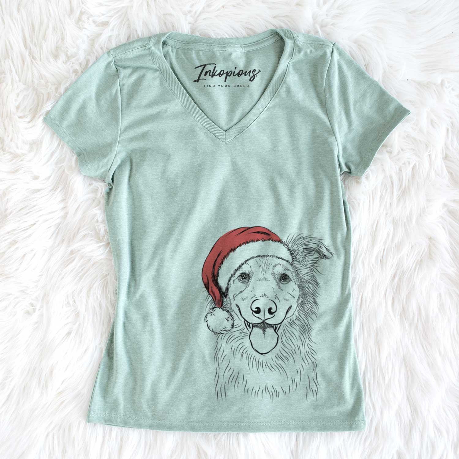 Santa Ruxtin the Mixed Breed - Women's V-neck Shirt