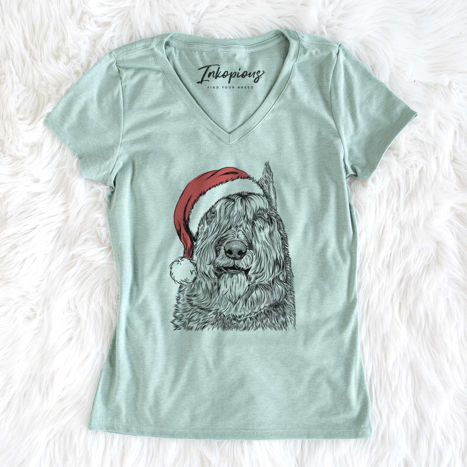 Santa Sabre the Bouvier Des Flandres - Women's V-neck Shirt