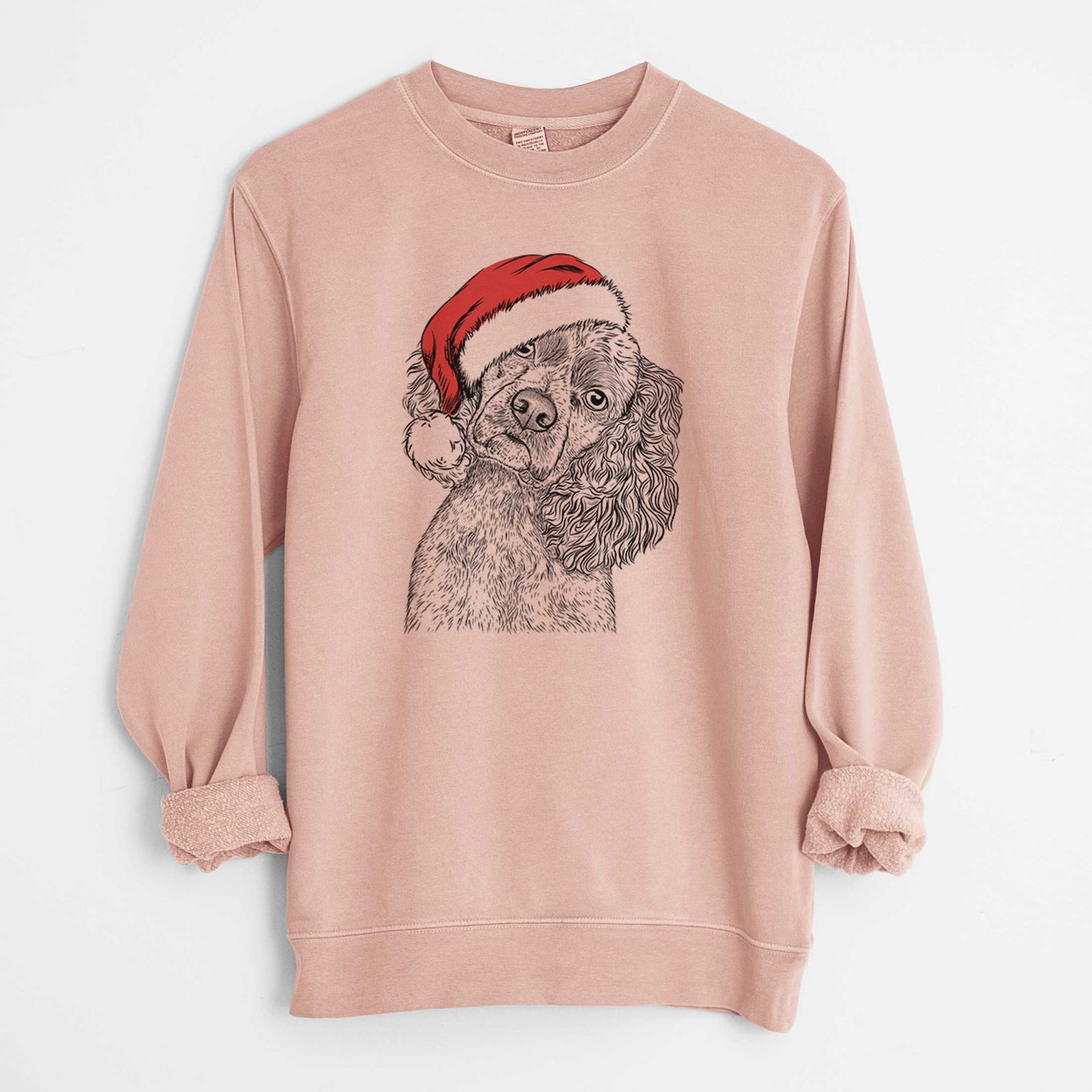 Santa Sadie the Cocker Spaniel - Unisex Pigment Dyed Crew Sweatshirt
