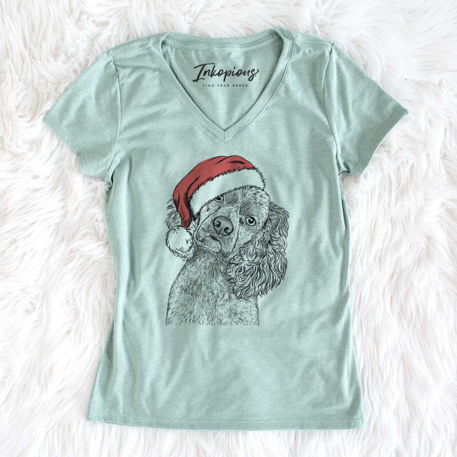 Santa Sadie the Cocker Spaniel - Women's V-neck Shirt