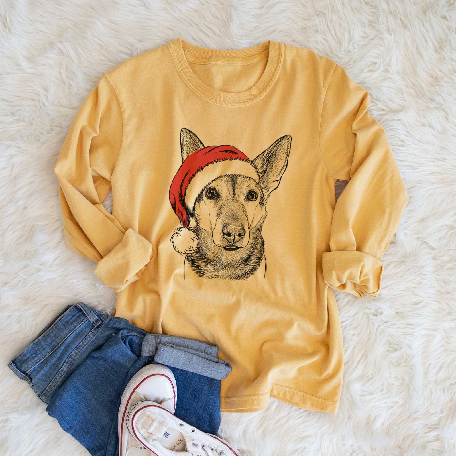 Santa Sammie the Mixed Breed - Heavyweight 100% Cotton Long Sleeve