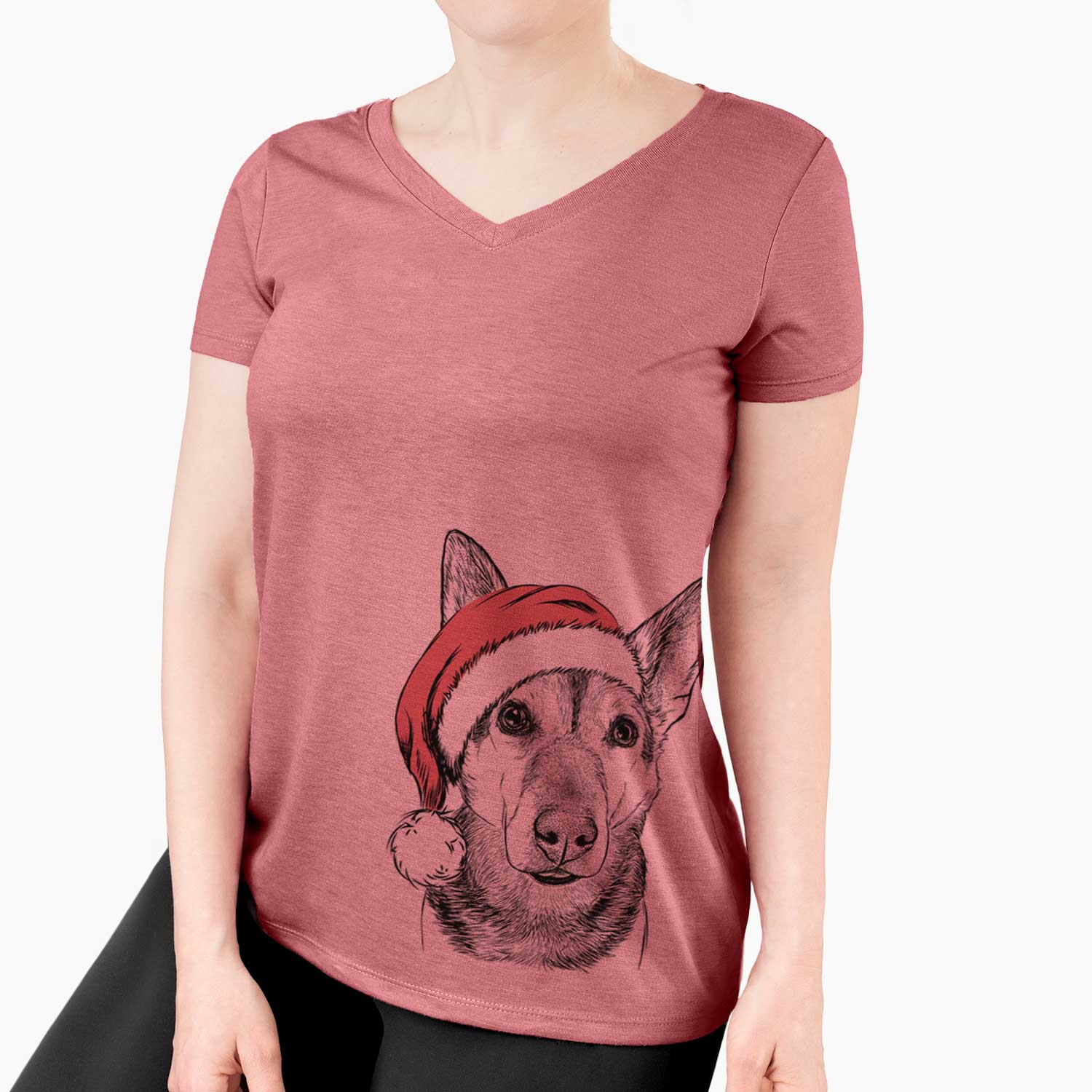 Santa Sammie the Mixed Breed - Women's V-neck Shirt