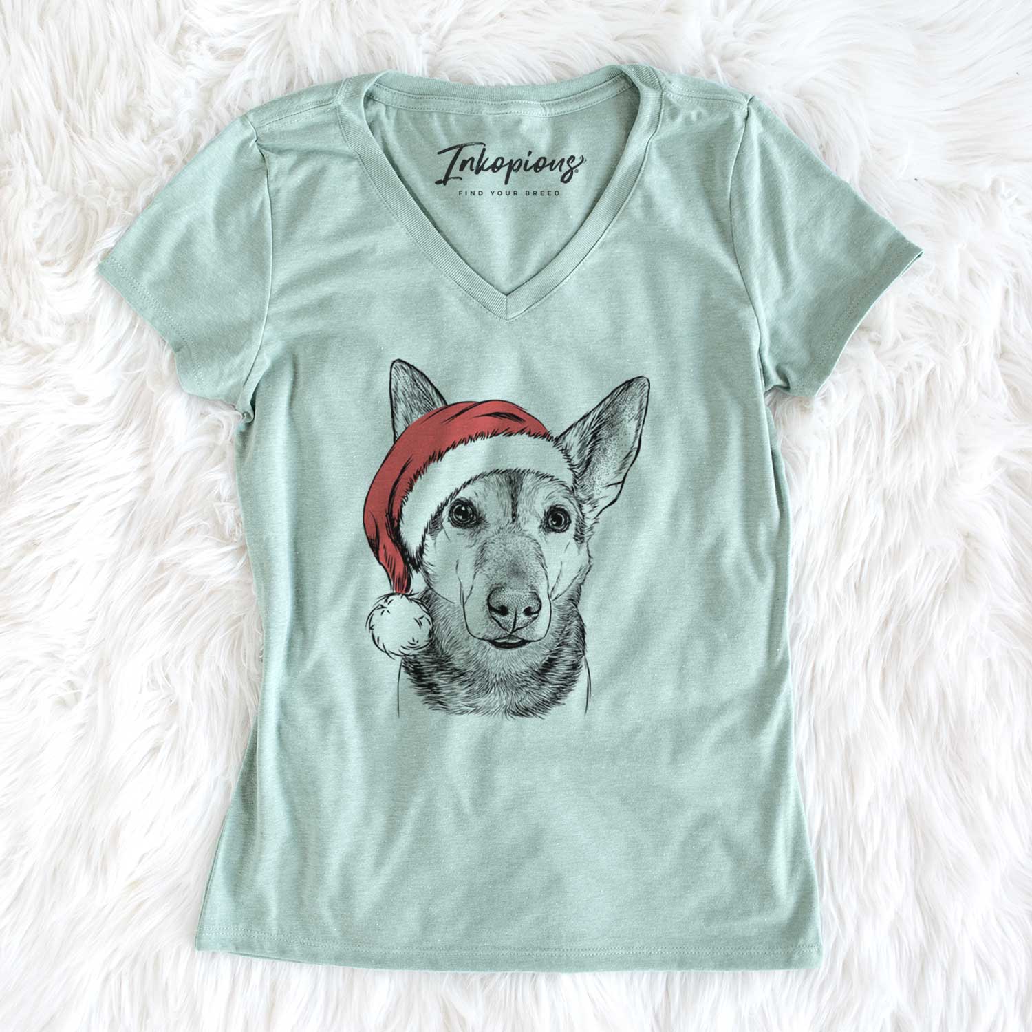 Santa Sammie the Mixed Breed - Women's V-neck Shirt