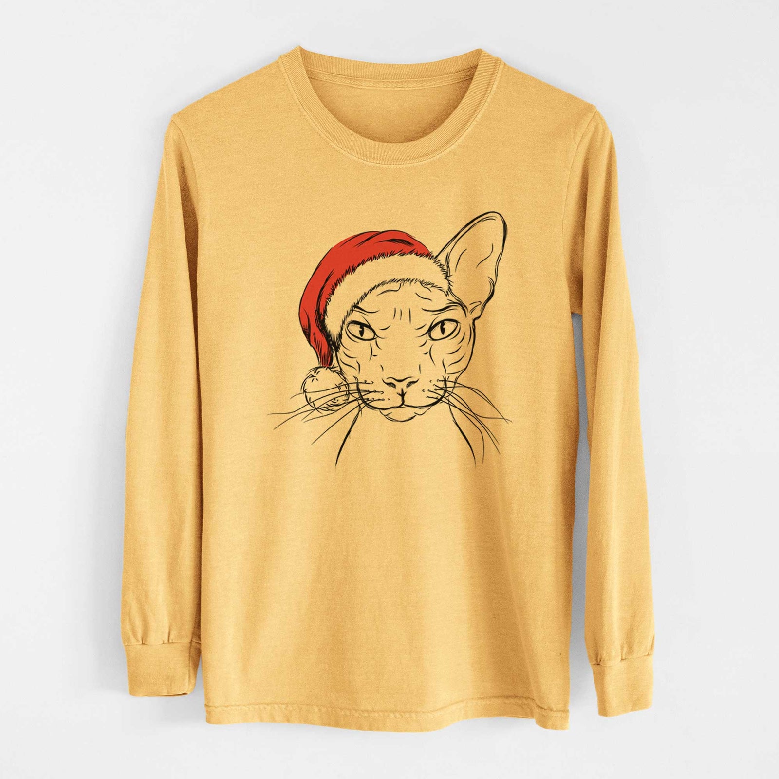 Santa Sammy the Spinx Cat - Heavyweight 100% Cotton Long Sleeve