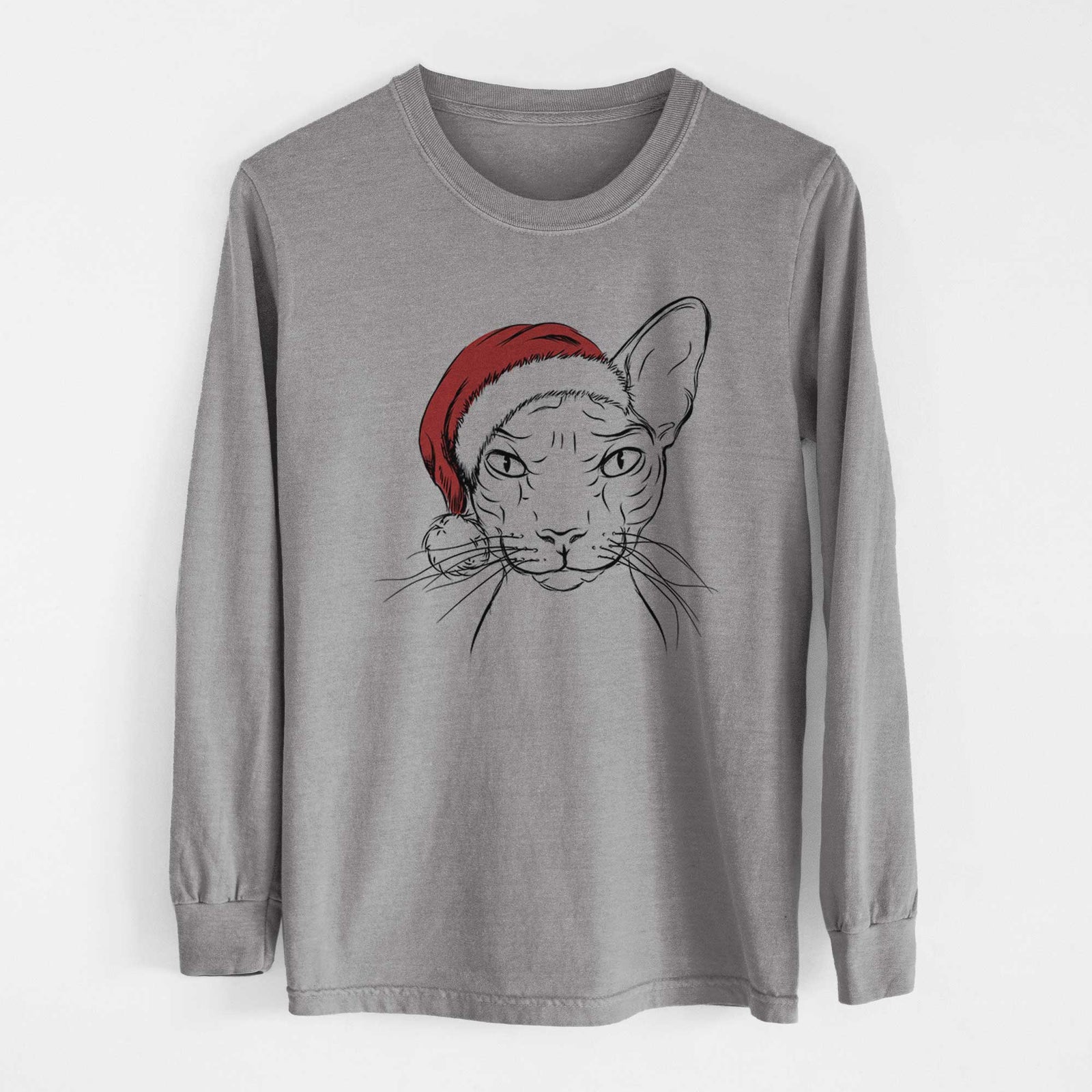 Santa Sammy the Spinx Cat - Heavyweight 100% Cotton Long Sleeve