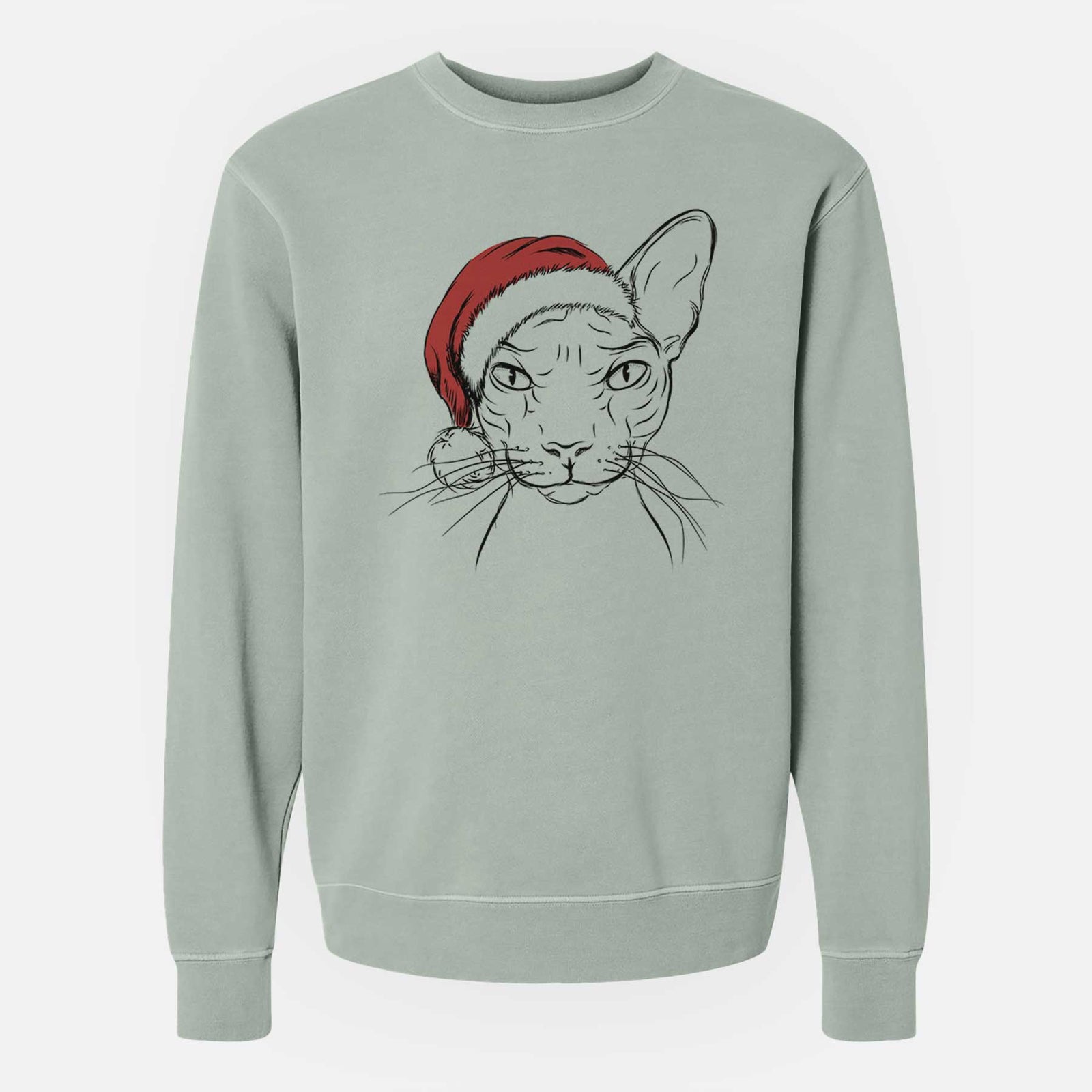 Santa Sammy the Spinx Cat - Unisex Pigment Dyed Crew Sweatshirt