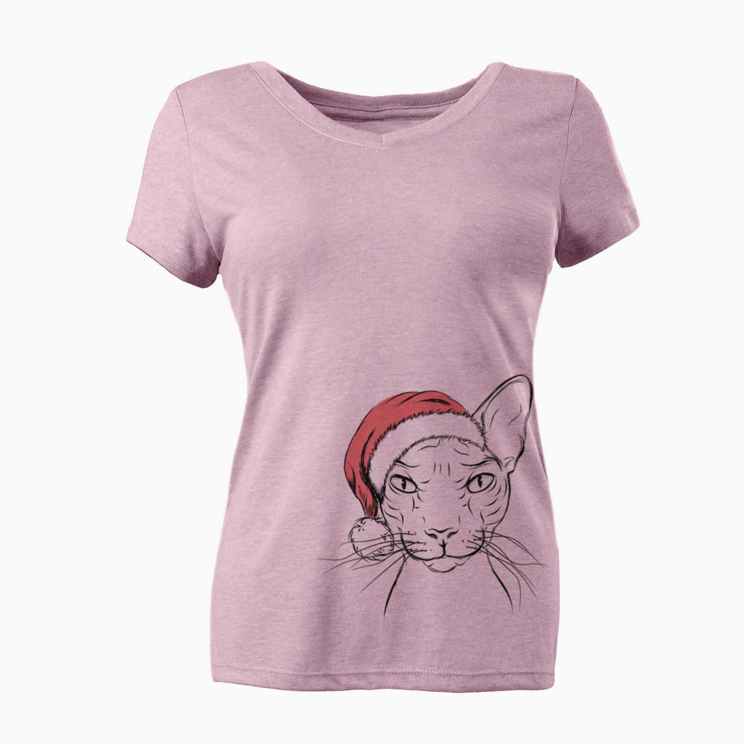 Santa Sammy the Spinx Cat - Women's V-neck Shirt