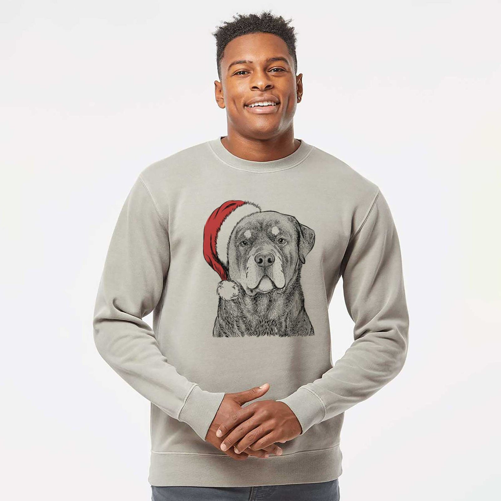Santa Sarge the Rottweiler - Unisex Pigment Dyed Crew Sweatshirt