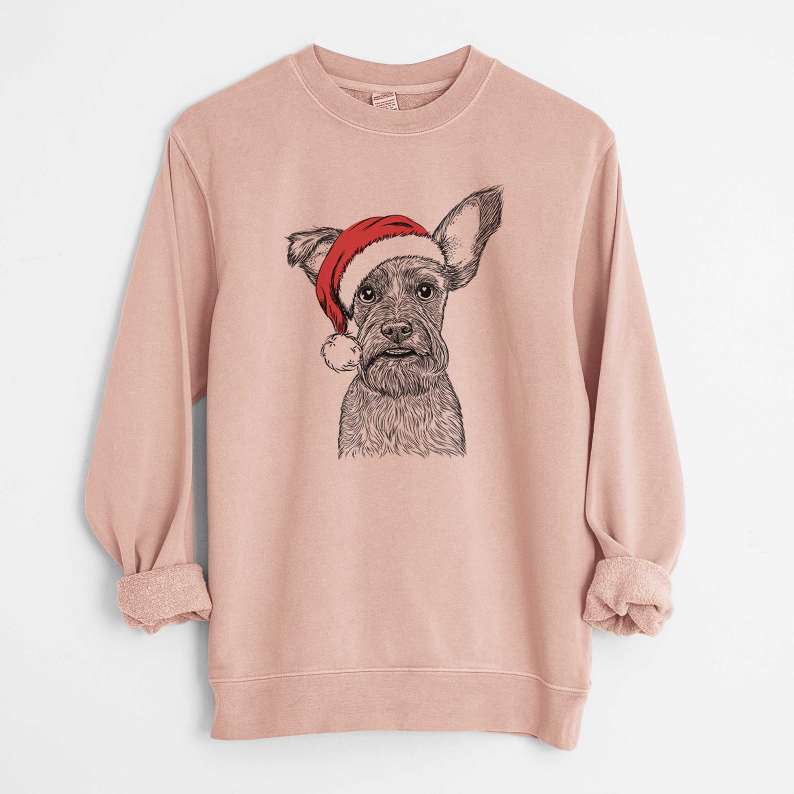 Santa Sawyer the Snorkie - Unisex Pigment Dyed Crew Sweatshirt
