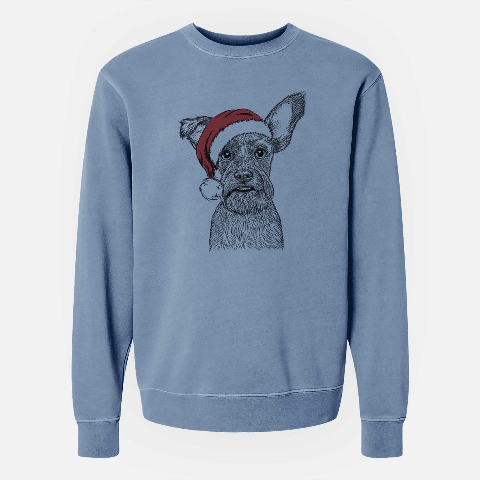 Santa Sawyer the Snorkie - Unisex Pigment Dyed Crew Sweatshirt