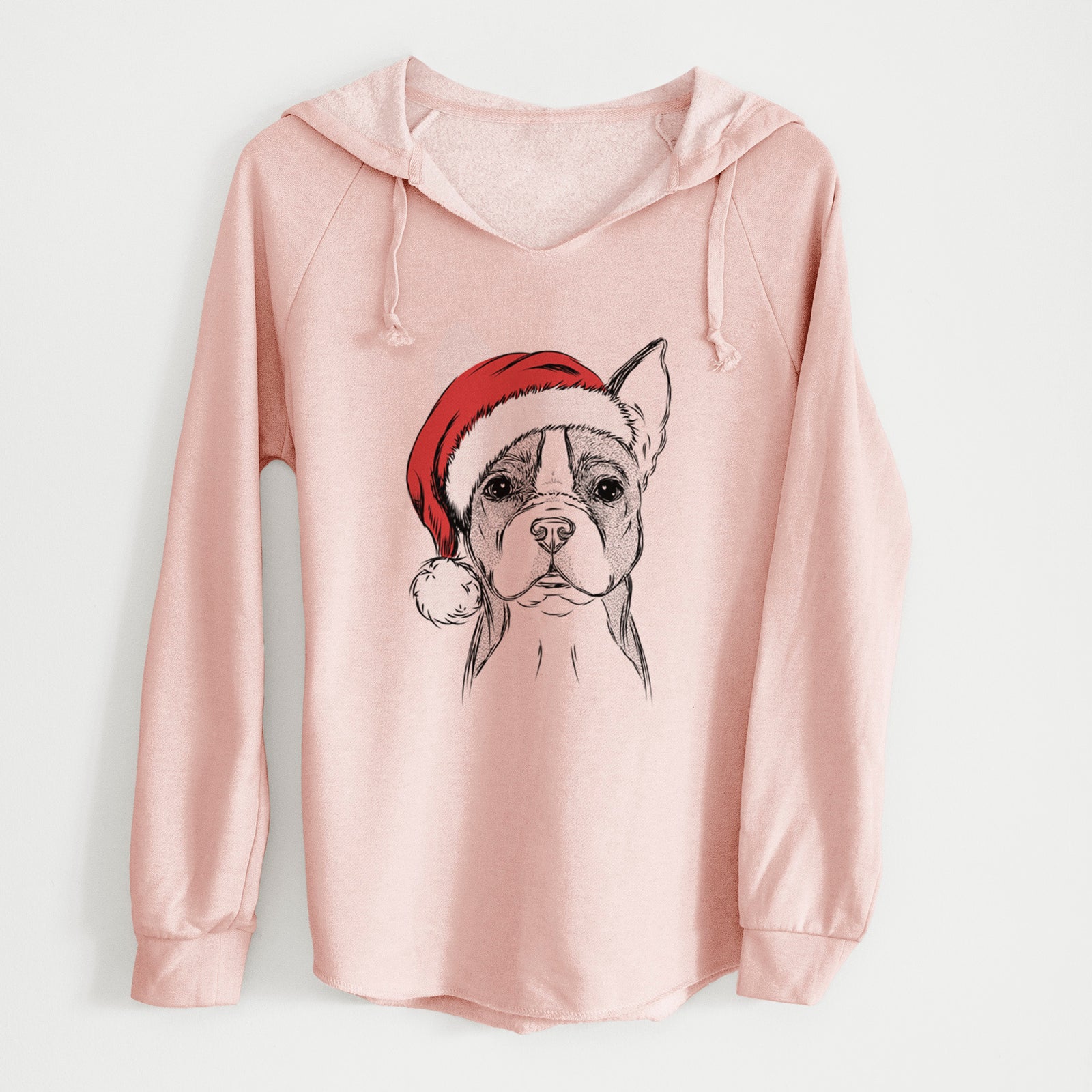 Santa Scout the Boston Terrier - Cali Wave Hooded Sweatshirt