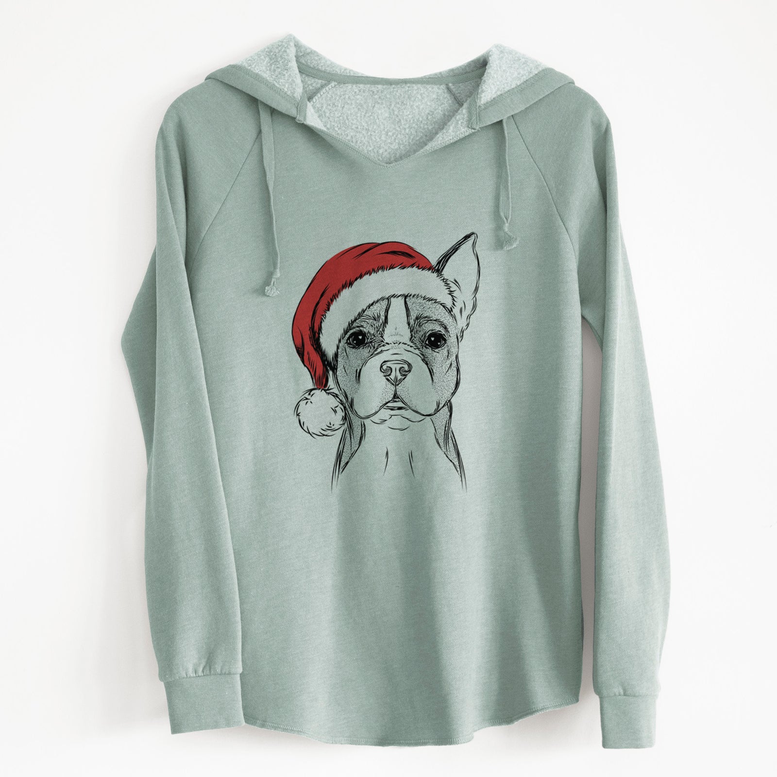 Santa Scout the Boston Terrier - Cali Wave Hooded Sweatshirt